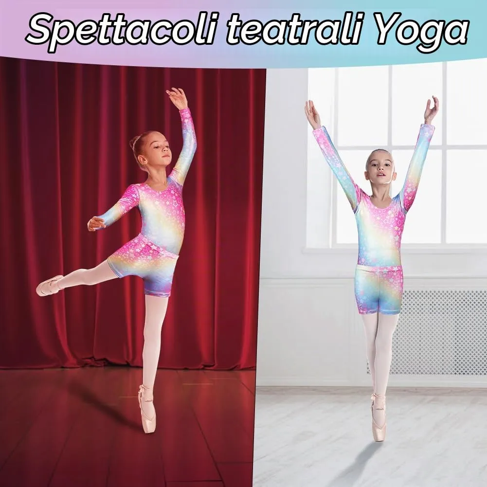 AOOWU Body da ginnastica e danza classica per bambina a maniche lunghe, Taglia 130 - immagine 6