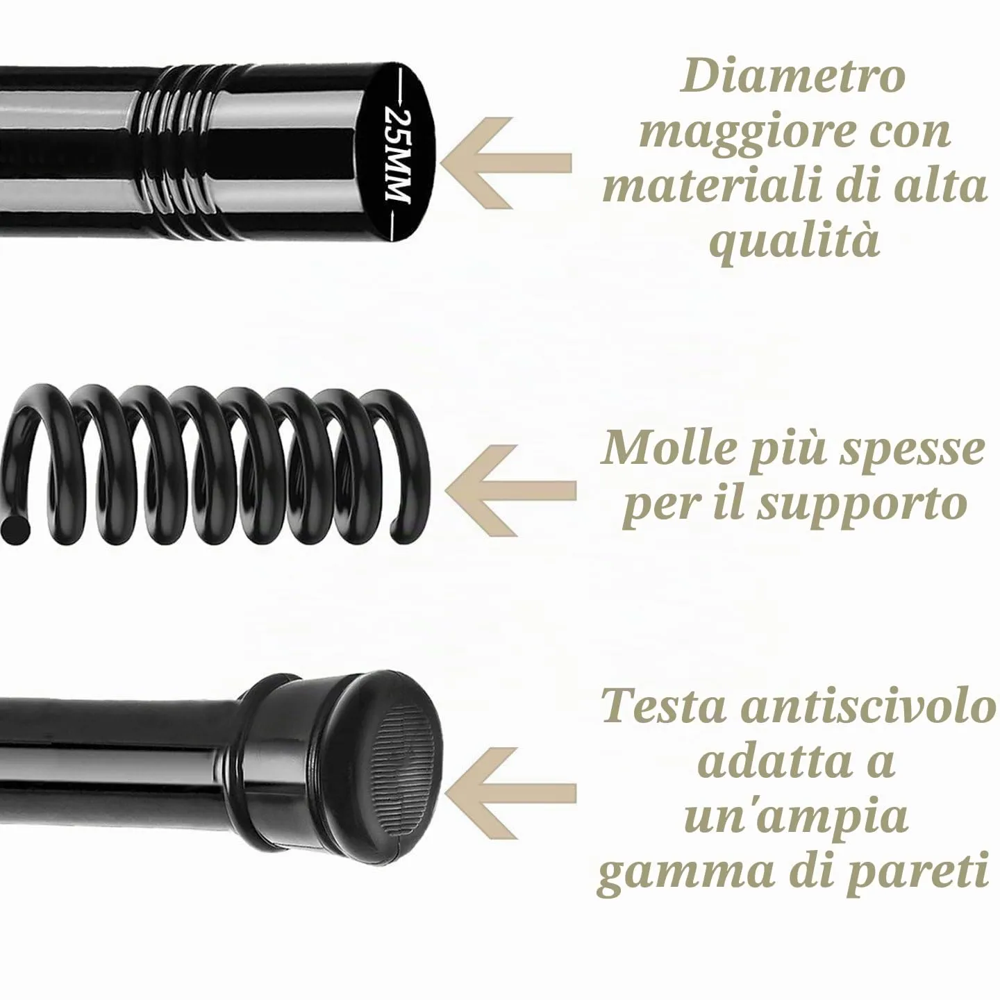 Rod&Trikin Aste Per Tende Senza Forare Estensibili Argento 83-160cm - immagine 3