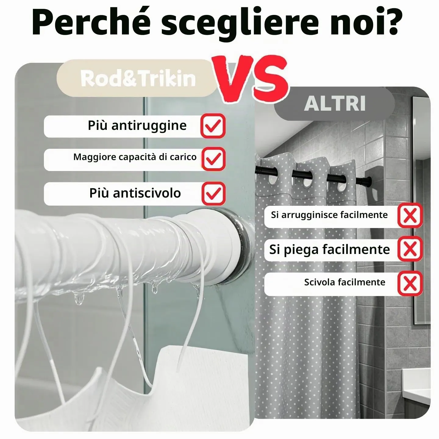 Rod&Trikin Aste Per Tende Senza Forare Estensibili Argento 83-160cm - immagine 6
