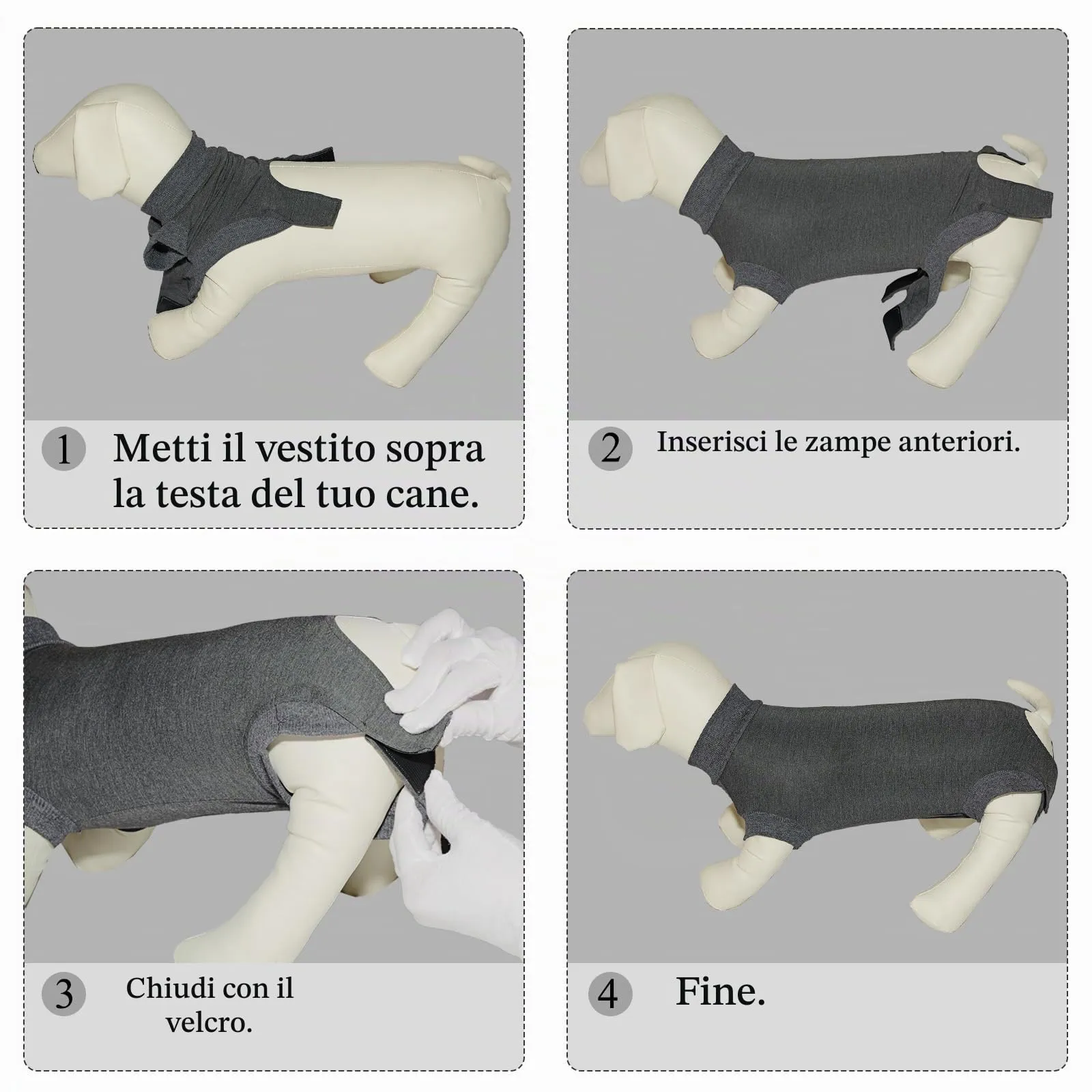 Cyponpy Body Post Operatorio per Cani Maschi e Femmine, Tuta da Recupero dopo Sterilizzazione, Grigio, Taglia XL - immagine 5