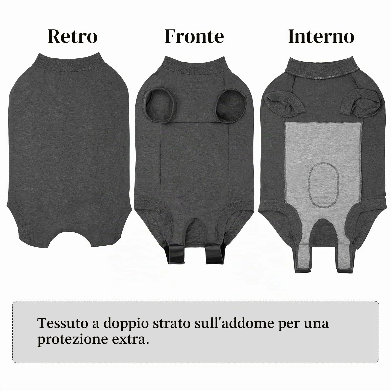 Cyponpy Body Post Operatorio per Cani Maschi e Femmine, Tuta da Recupero dopo Sterilizzazione, Grigio, Taglia XL - immagine 6