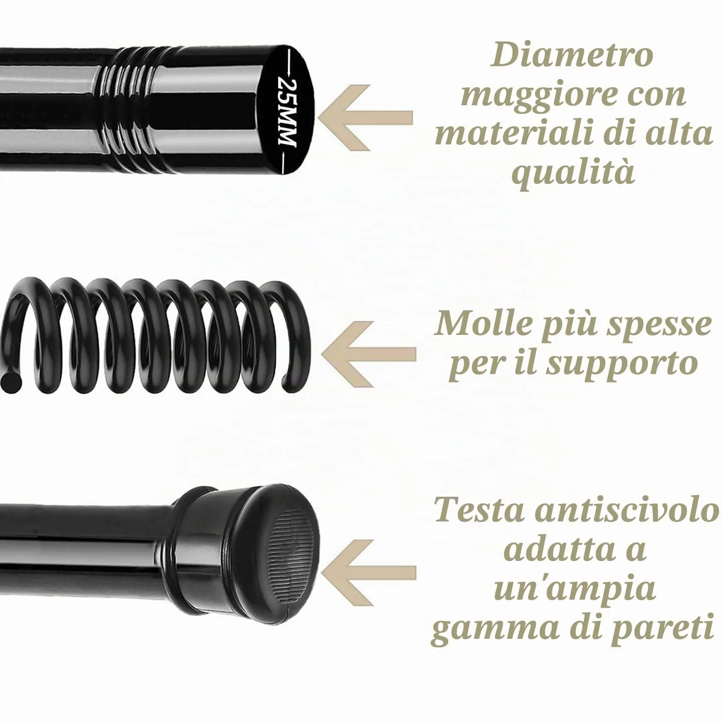 Rod&Trikin Aste Per Tende Telescopiche Estensibili Bianco 83-190cm - immagine 3