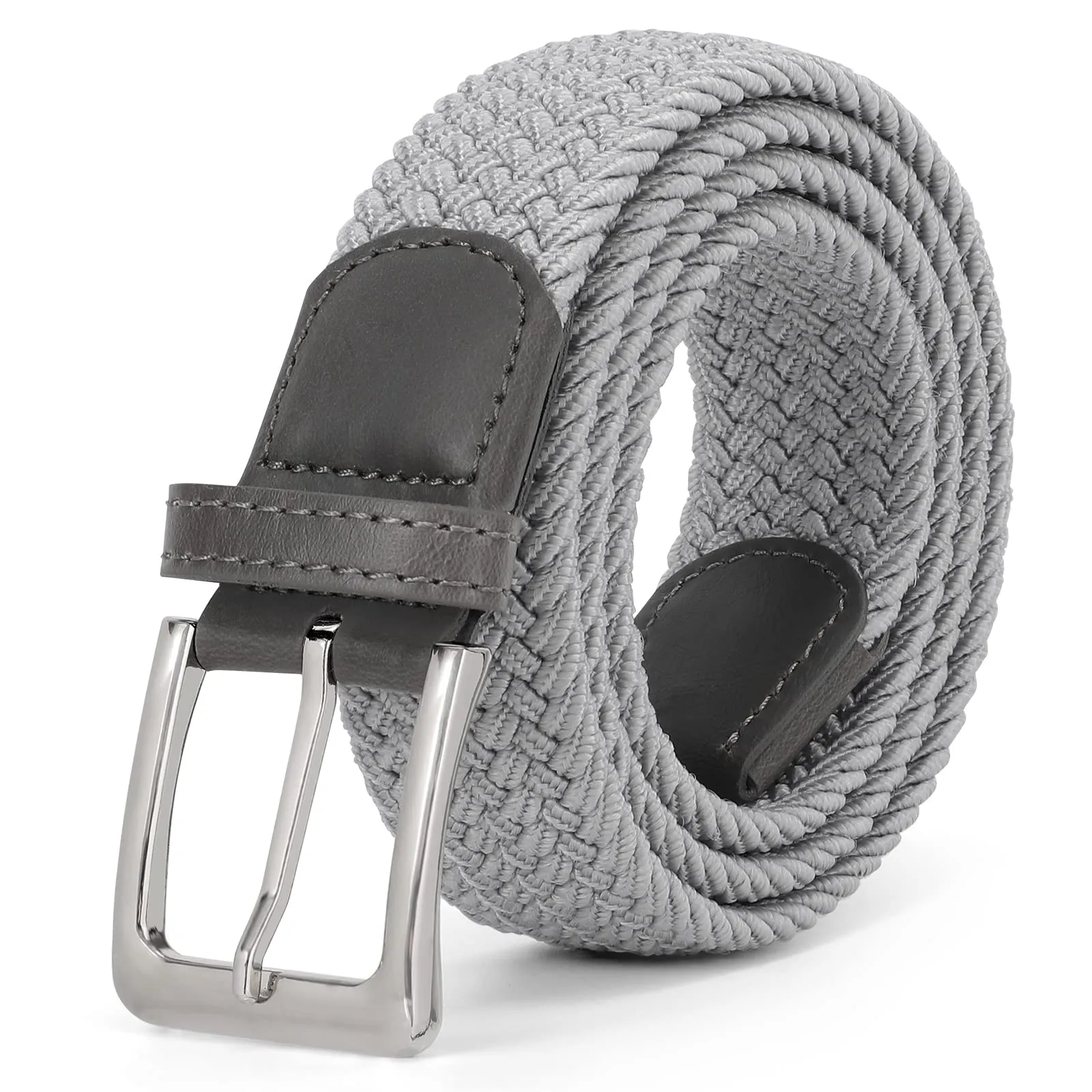 VONMELLI Cintura Elastica Intrecciata Uomo Regolabile Grigio S - immagine 1