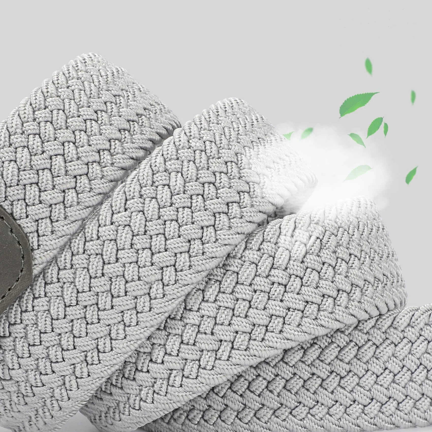 VONMELLI Cintura Elastica Intrecciata Uomo Regolabile Grigio S - immagine 3