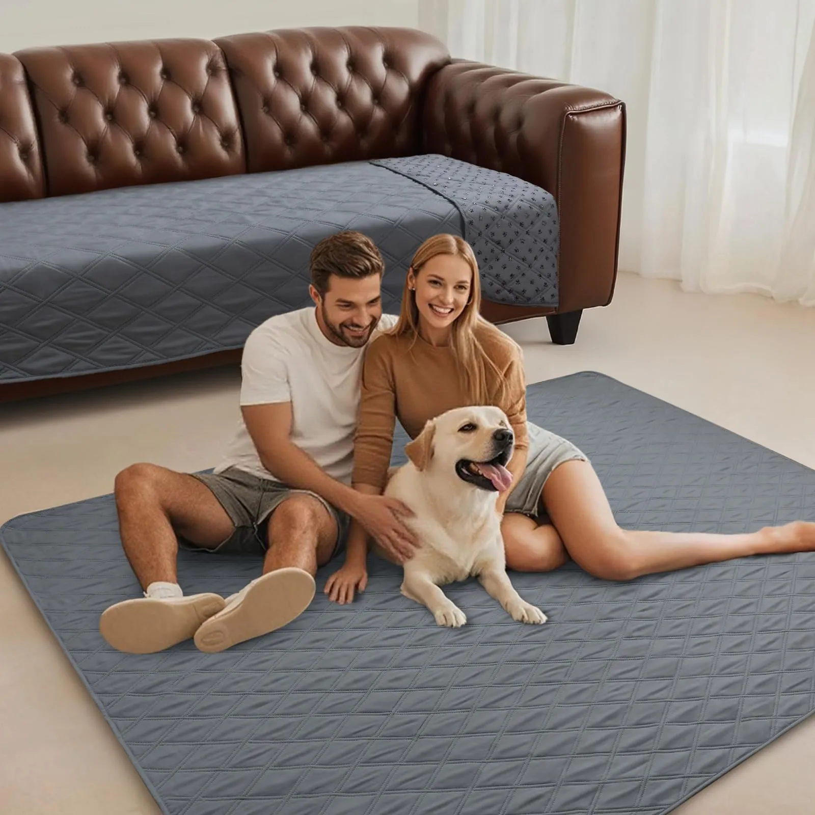 luciphia Copridivano Impermeabile per Cani e Gatti, Grigio, 208 x 304 cm - immagine 7