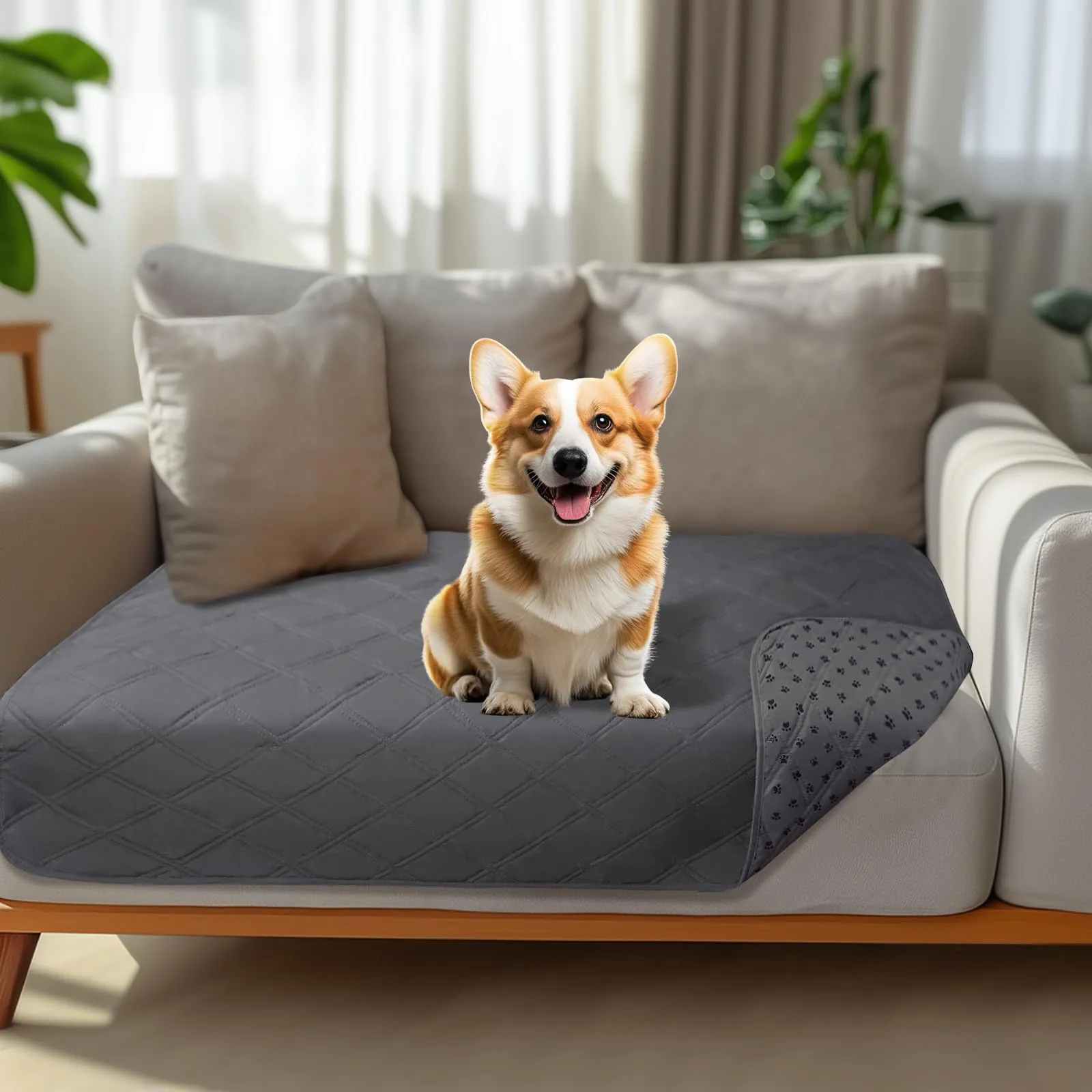 luciphia Copridivano Impermeabile per Cani e Gatti, Grigio, 76 x 135 cm - immagine 1