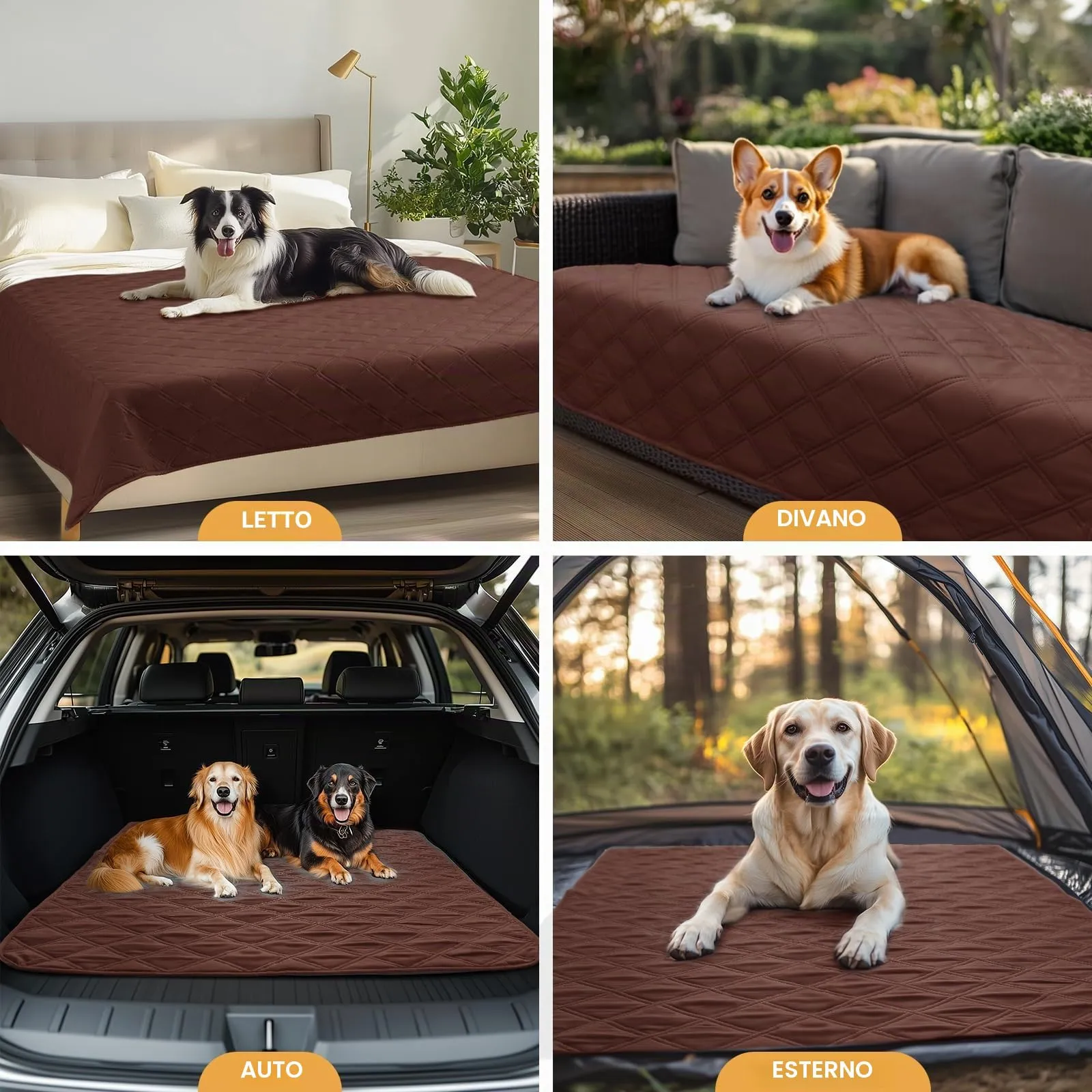 luciphia Copridivano Impermeabile per Cani e Gatti, Antiscivolo, Marrone 76 x 178cm - immagine 3