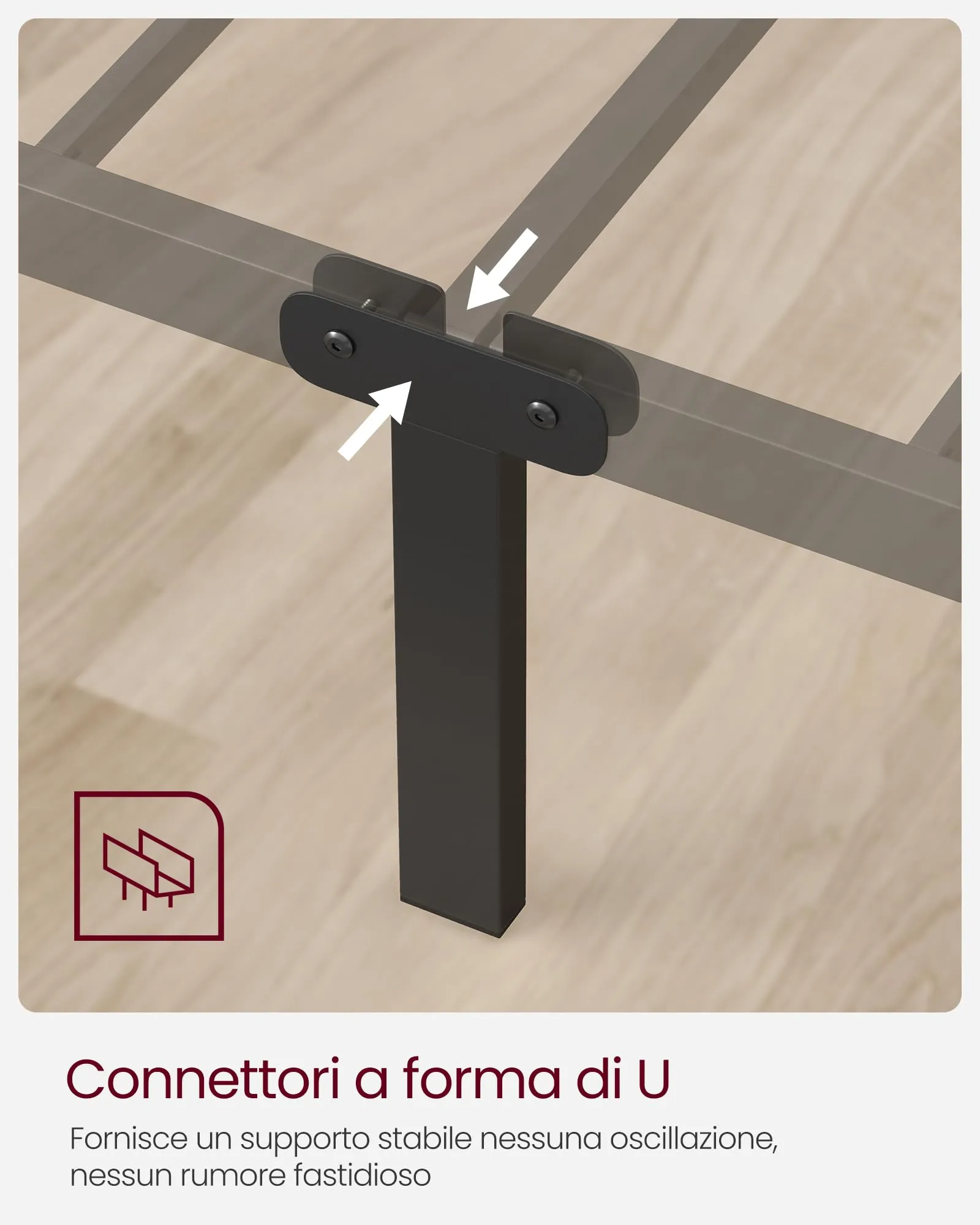 VASAGLE Struttura Letto Matrimoniale in Metallo 160 x 190 cm, Nero Inchiostro RMB069B01 - immagine 4