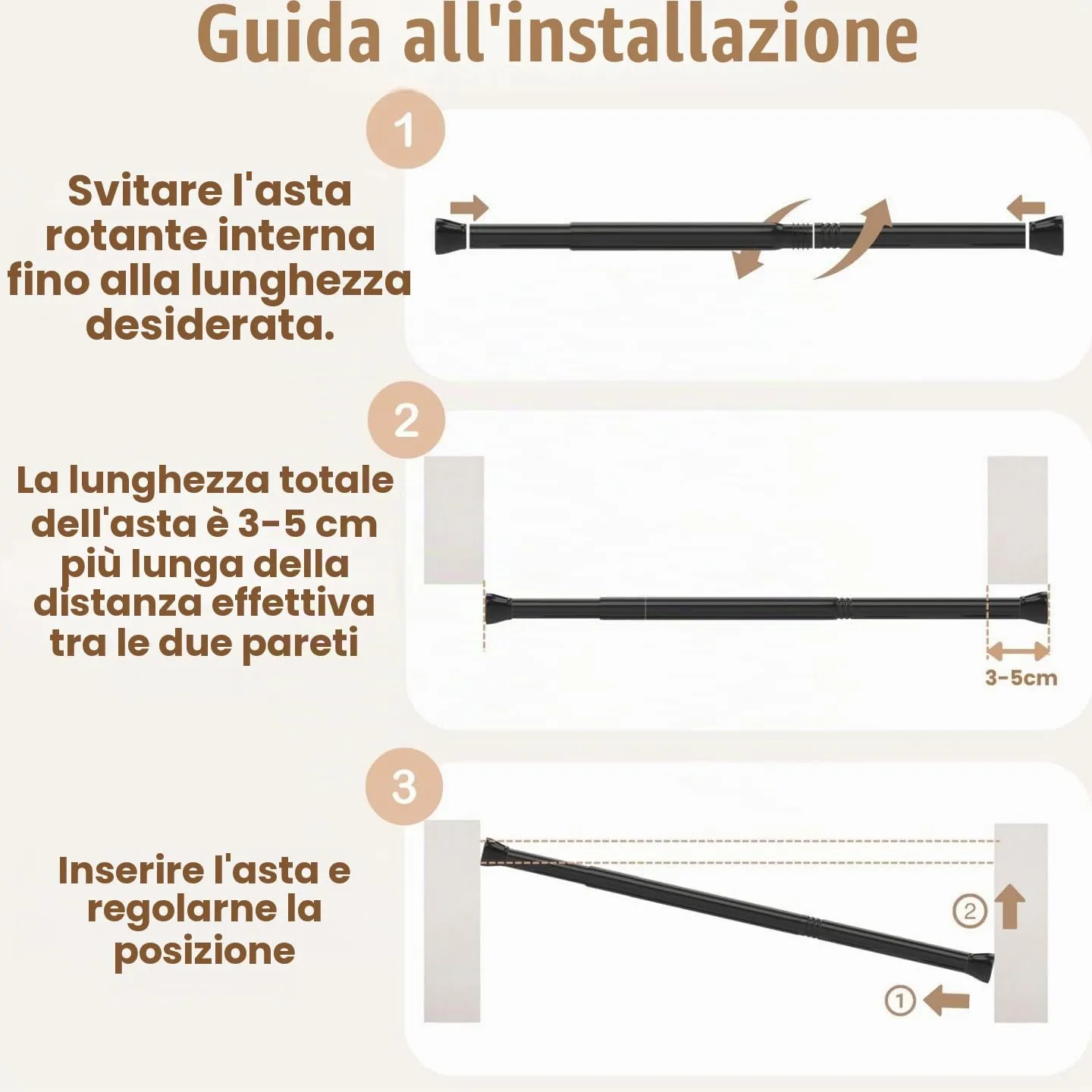 Rod&Trikin Bastone Tenda a Pressione Estensibile Nero 67-90cm - immagine 6