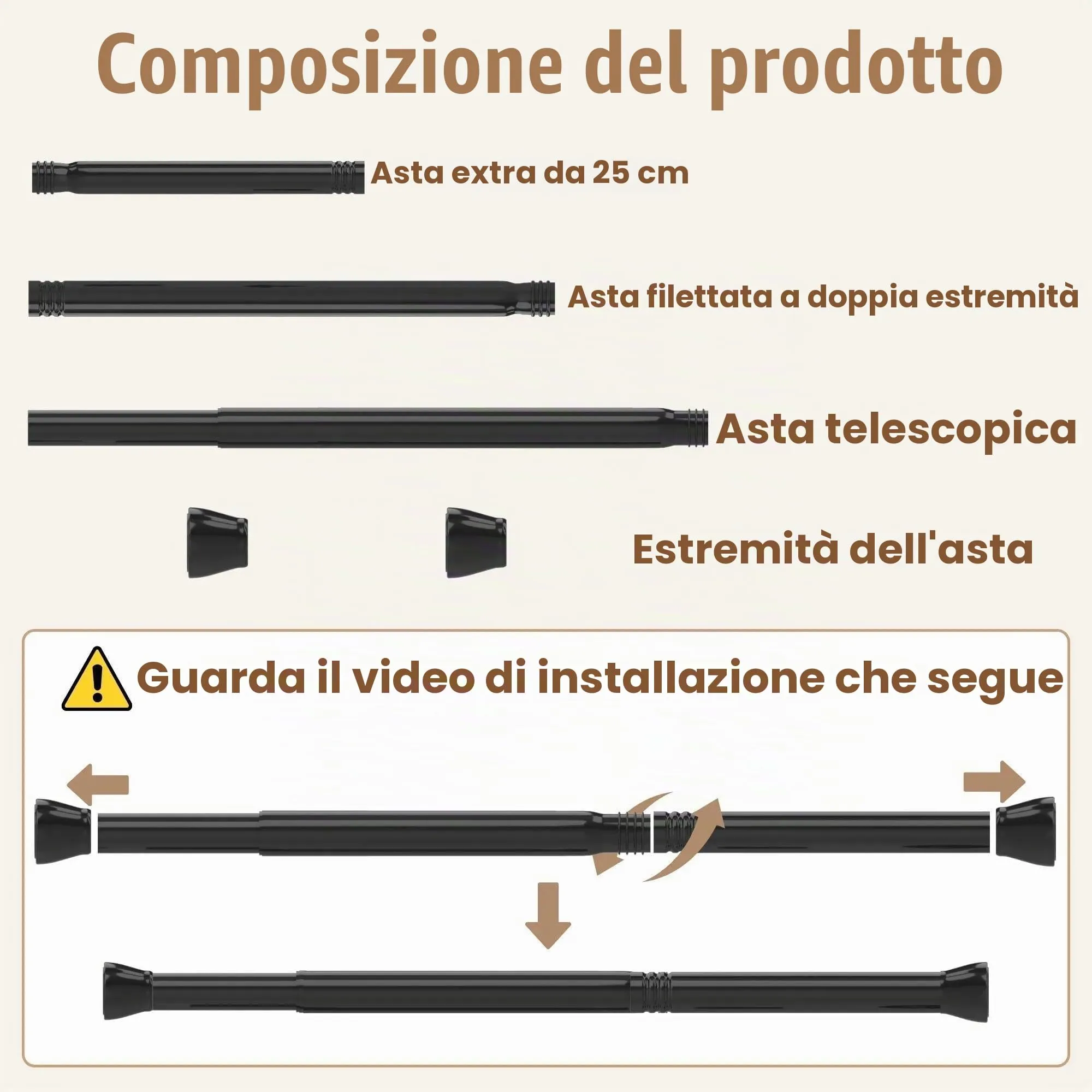 Rod&Trikin Bastone Tenda a Pressione Estensibile, Argento, 67-90cm - immagine 6