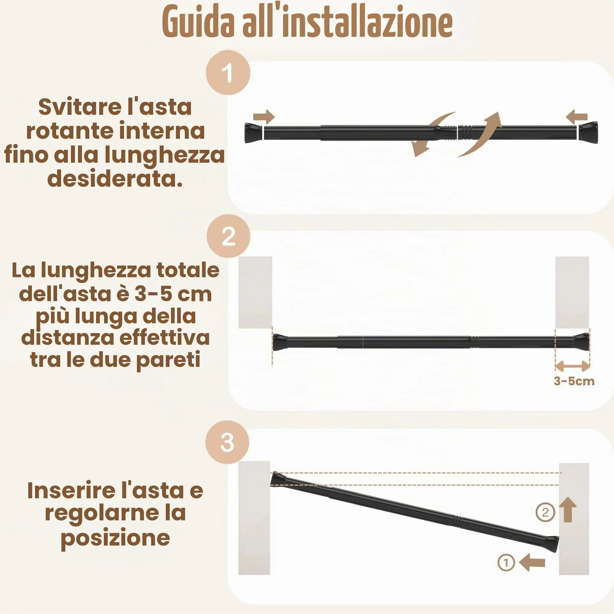 Rod&Trikin Bastone Tenda a Pressione Estensibile, Argento, 67-90cm - immagine 7