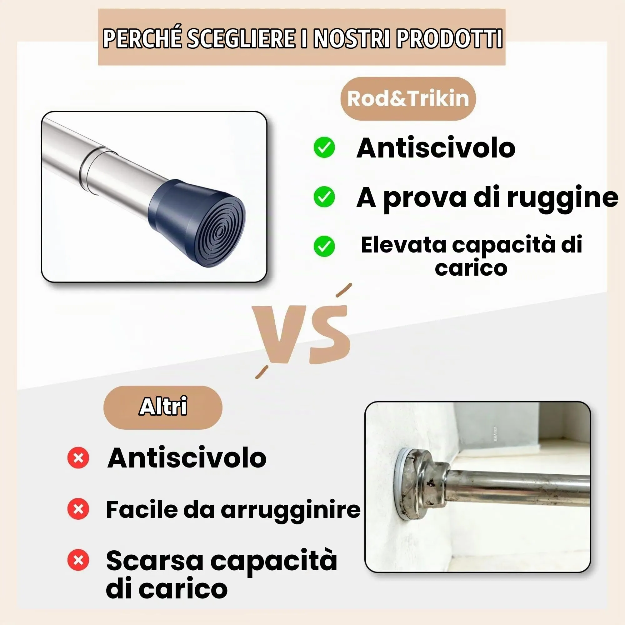 Rod&Trikin Bastone Tenda a Pressione Argento 83-160cm - immagine 4