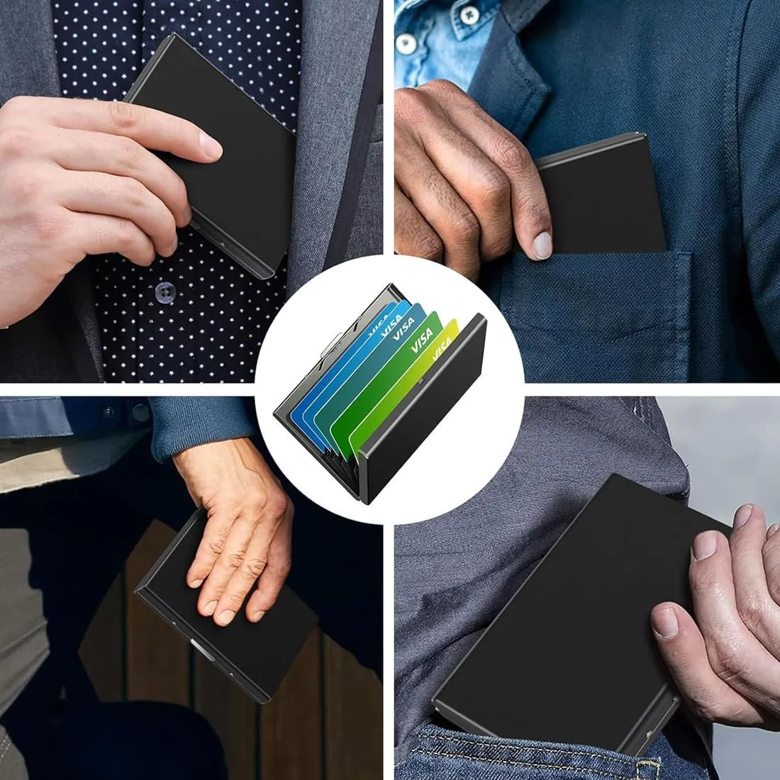 KEQAR Porta Carte in Metallo con Blocco RFID, Portatessere con 10 Scomparti per Carte di Credito e Biglietti da Visita - immagine 5
