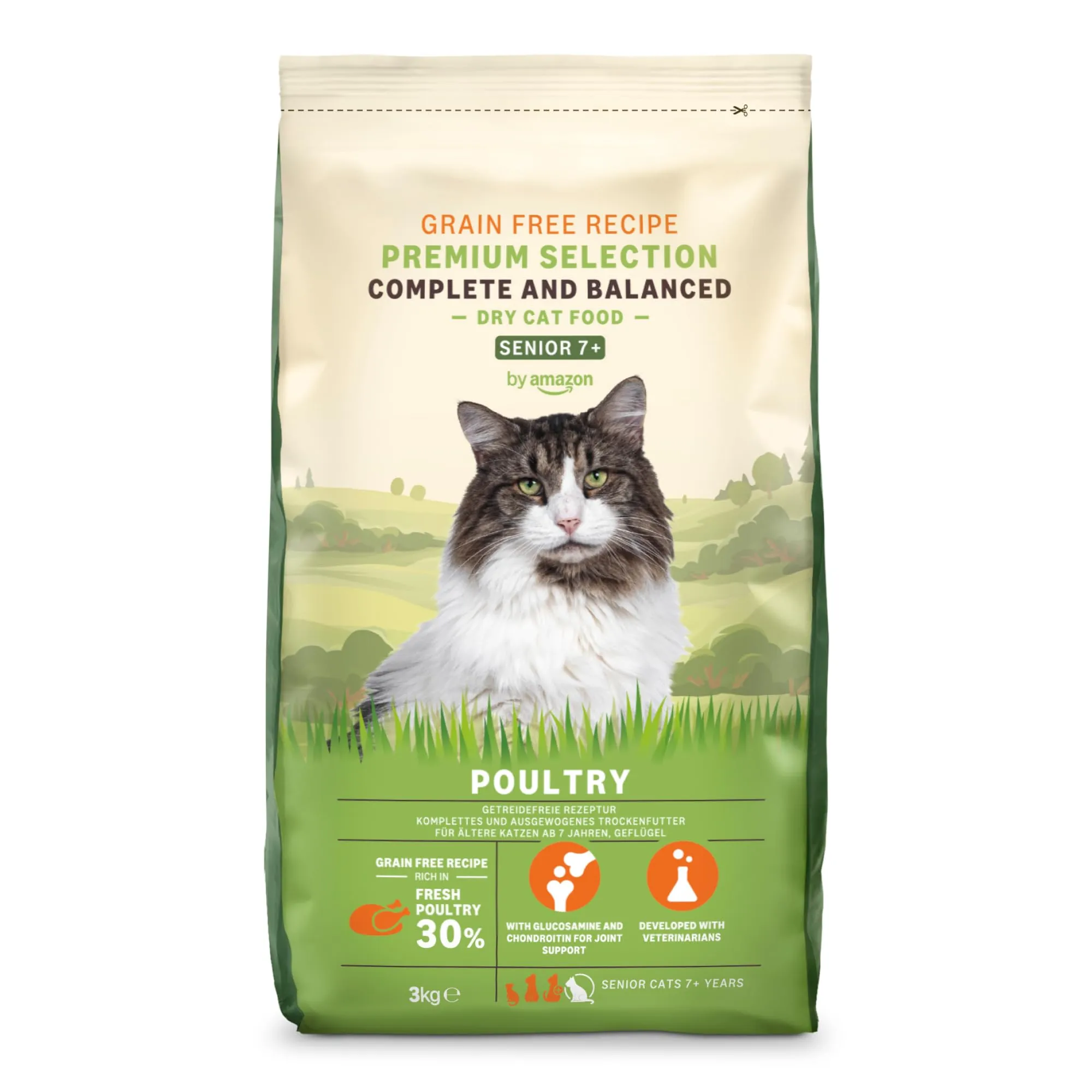 by Amazon Cibo Completo per Gatti Senior Senza Cereali con Pollo Fresco 3kg - immagine 1