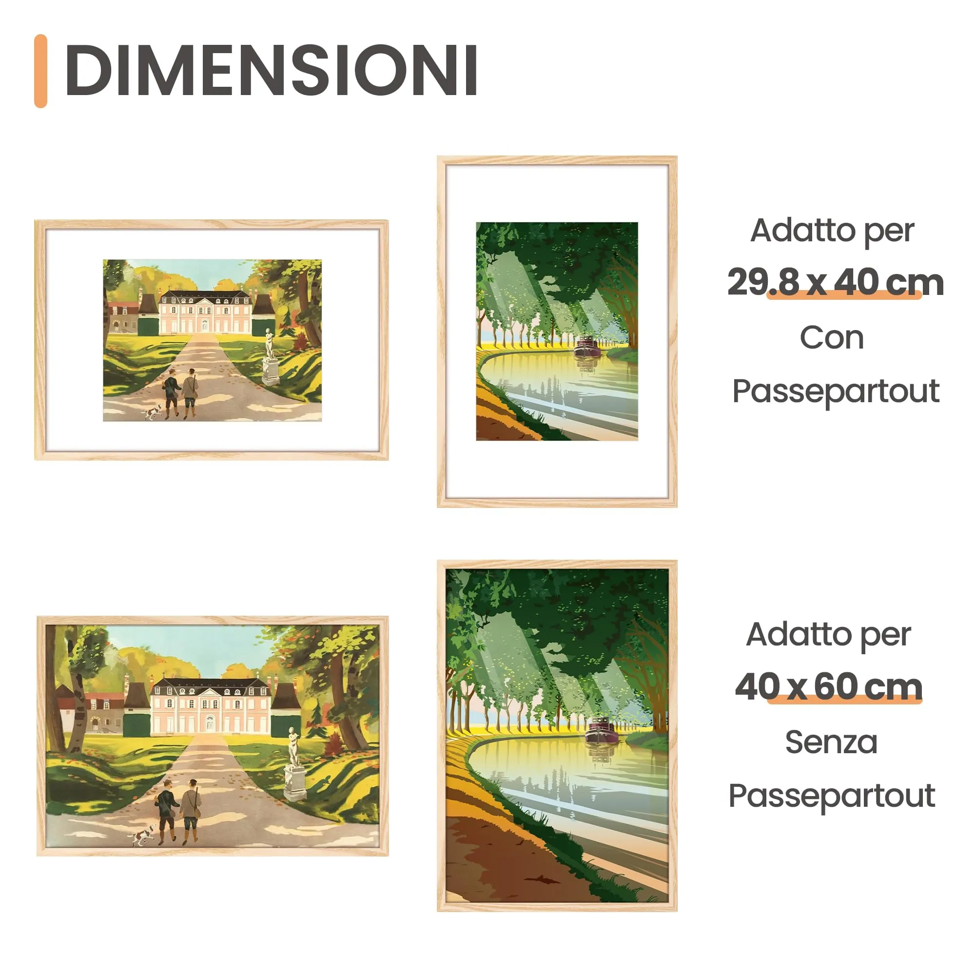 upsimples Cornici Portafoto in Legno, 40 x 60 cm, Confezione da 3, Naturale - immagine 2