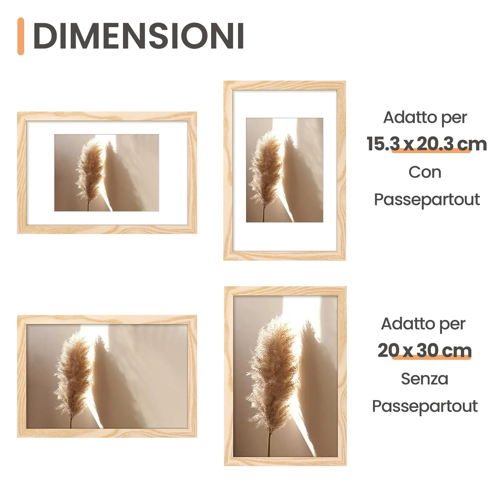 upsimples Cornici Portafoto in Legno, Set da 3, 20 x 30 cm - immagine 2