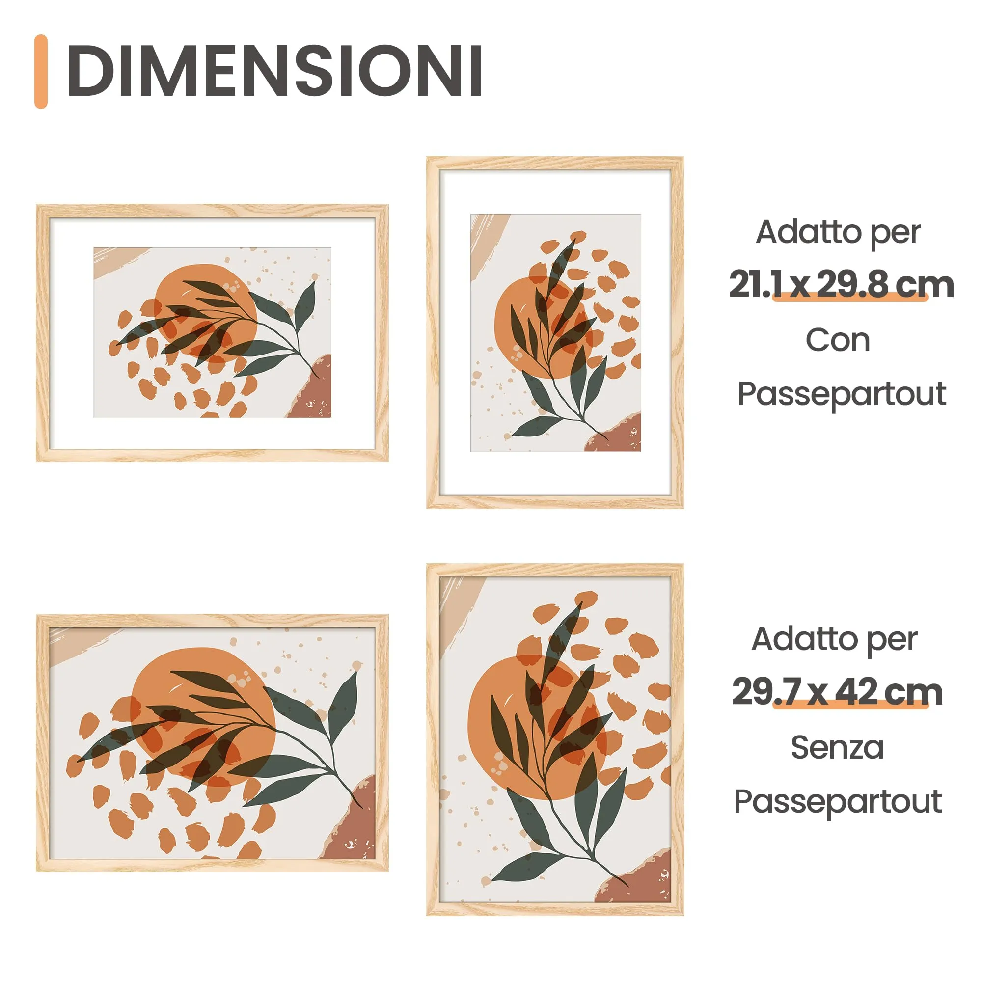 upsimples Cornici Portafoto A3 Legno, Confezione da 3 - immagine 2