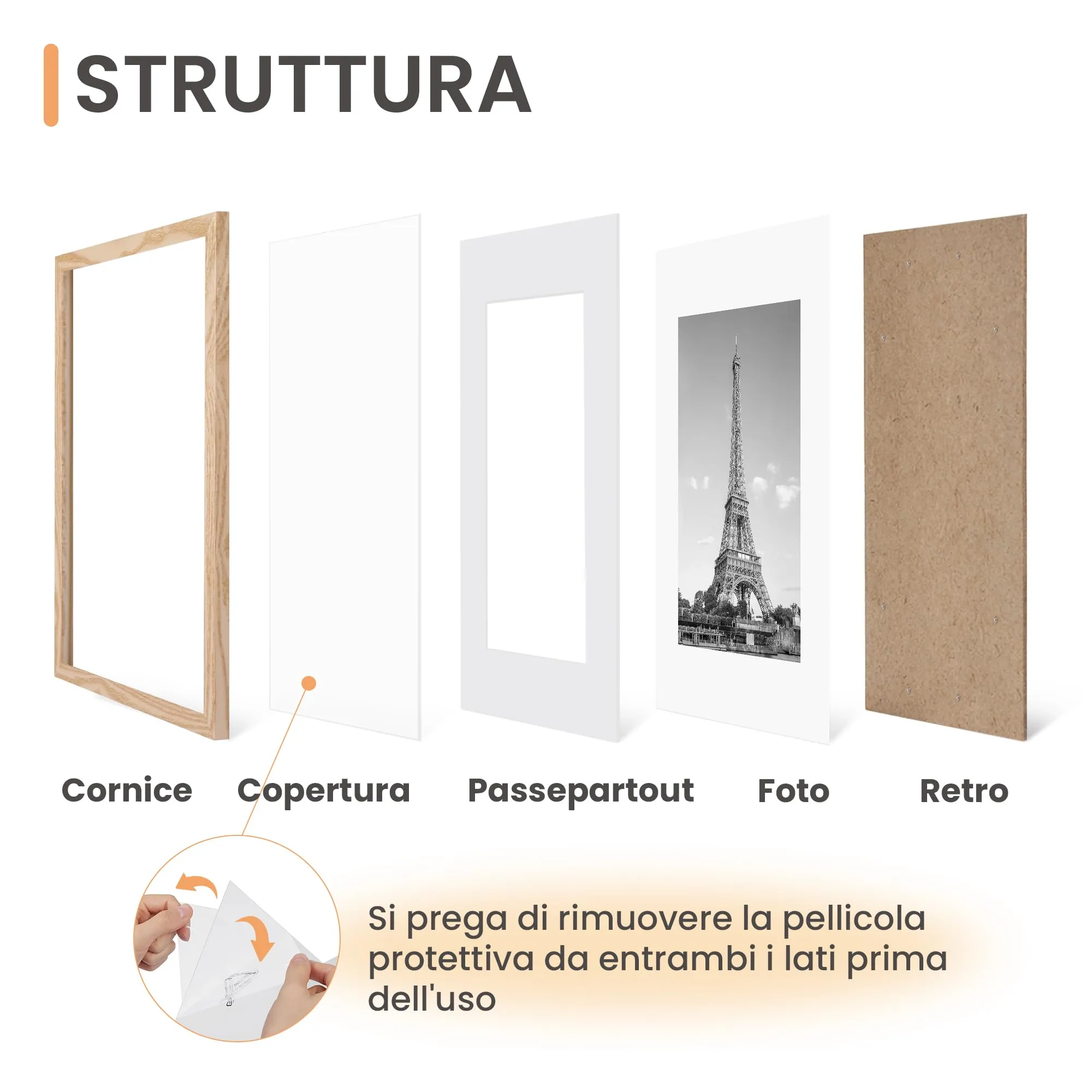 upsimples Cornici Portafoto A3 Legno, Confezione da 3 - immagine 3