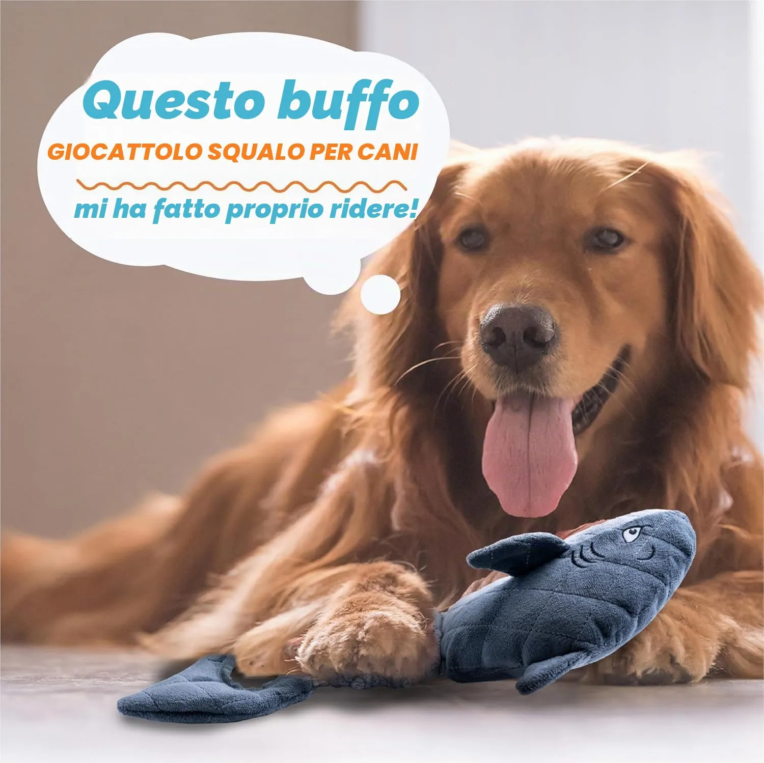 LEGEND SANDY Giocattolo per cani di taglia grande Squalo grigio, interattivo con suono cigolante e carta increspata per tiro alla fune e masticazione - immagine 5
