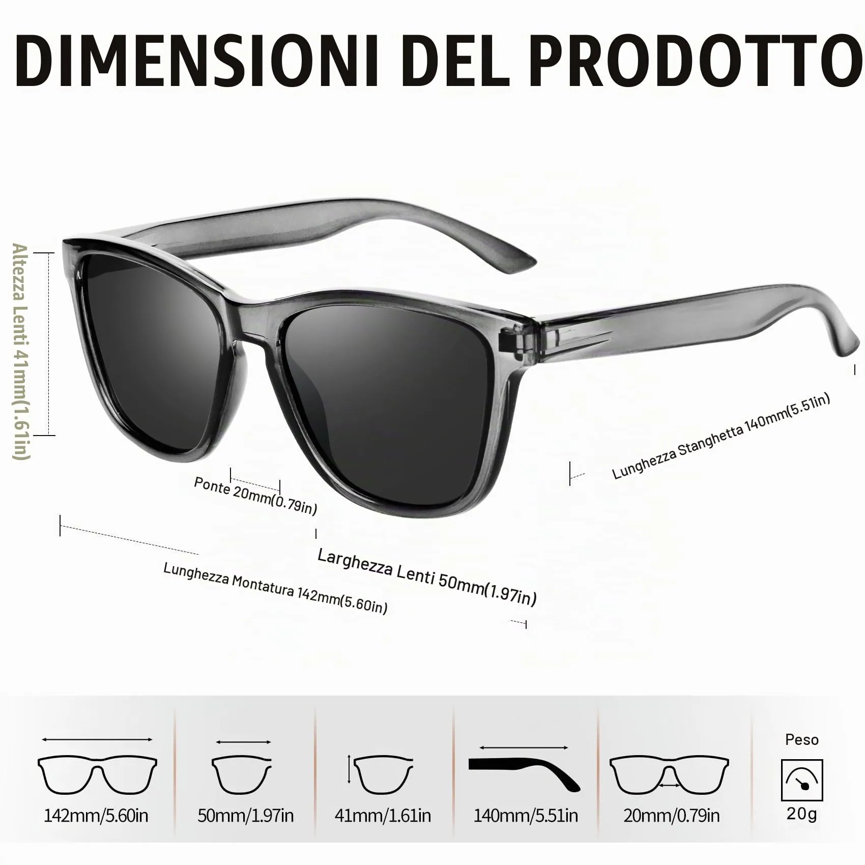 KANASTAL Occhiali da Sole Polarizzati UV400 Grigio Uomo Donna - immagine 5