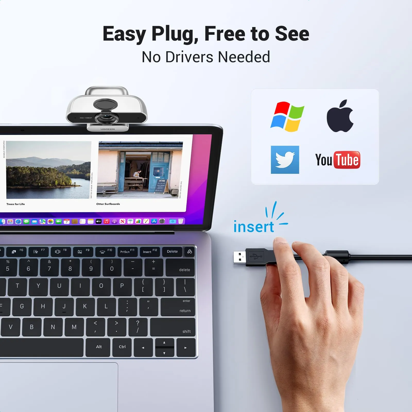 UGREEN Full HD 1080P 30FPS USB-A Webcam - immagine 9