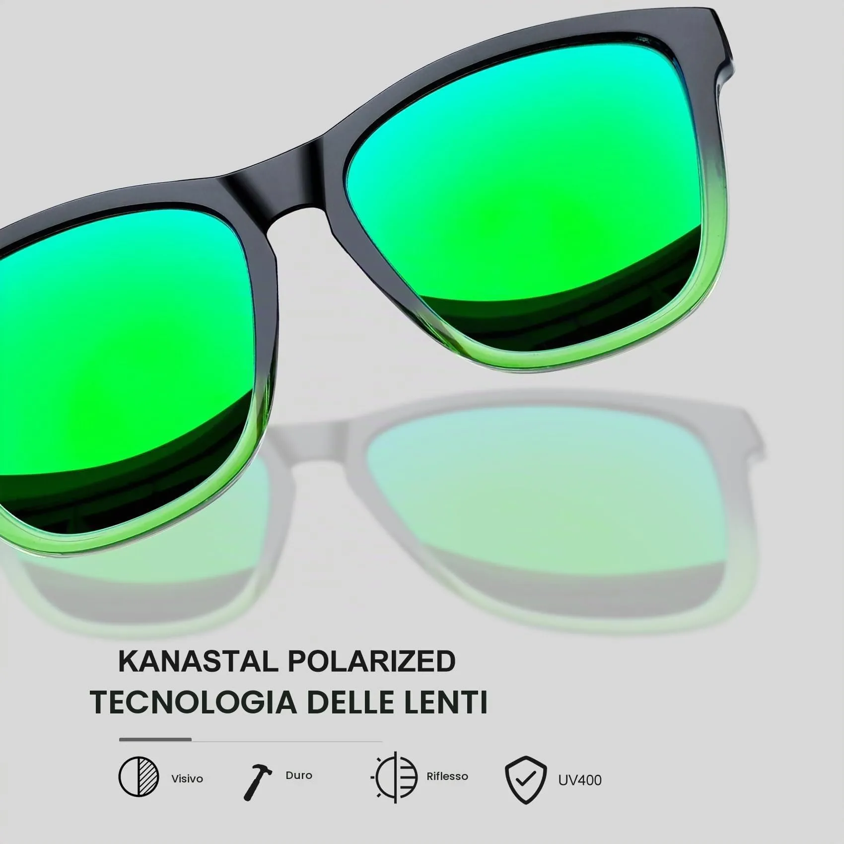 KANASTAL Occhiali da Sole Polarizzati UV400 Specchio Verdi per Uomo e Donna - immagine 5