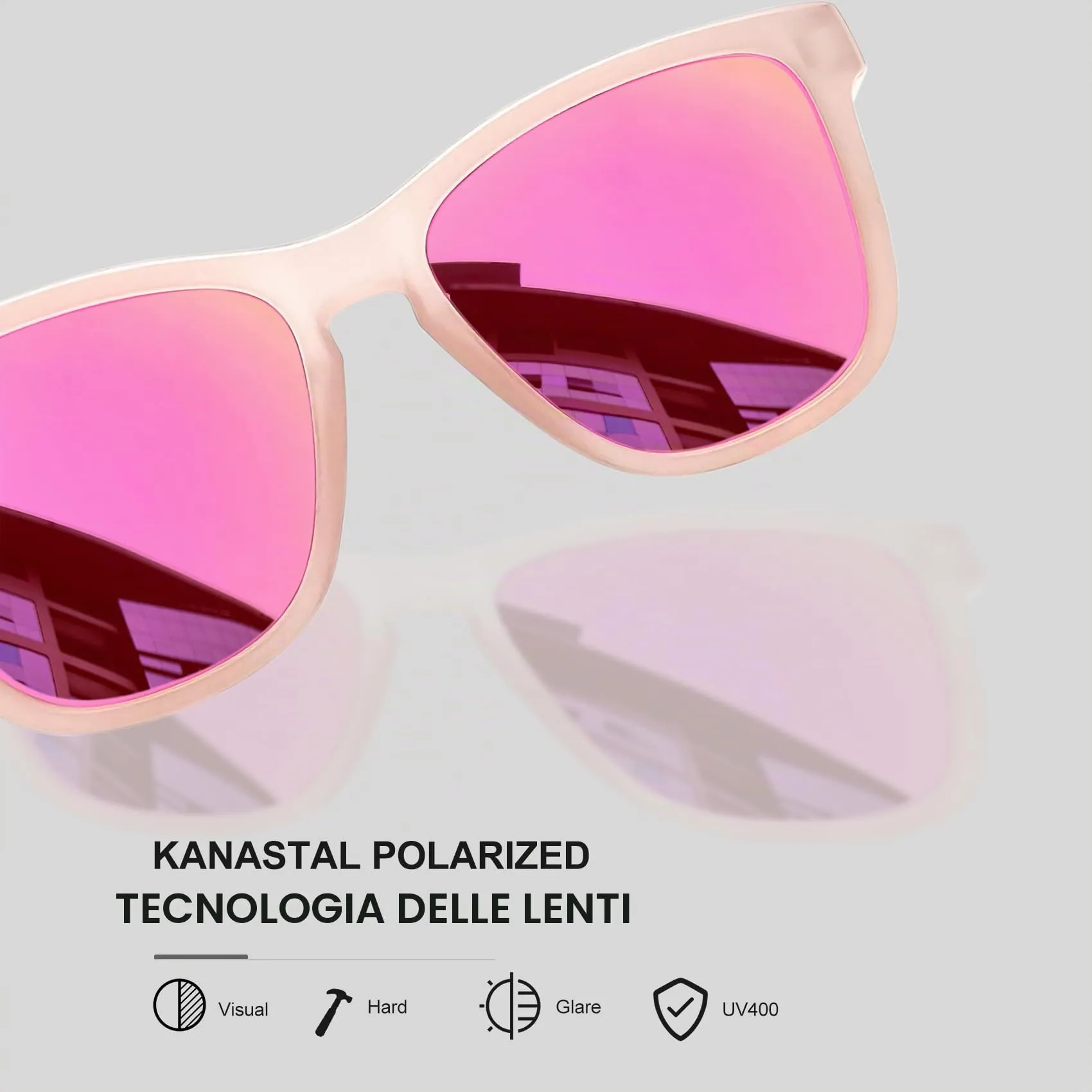 KANASTAL Occhiali da Sole Polarizzati UV400 Specchio Rosa Unisex - immagine 4