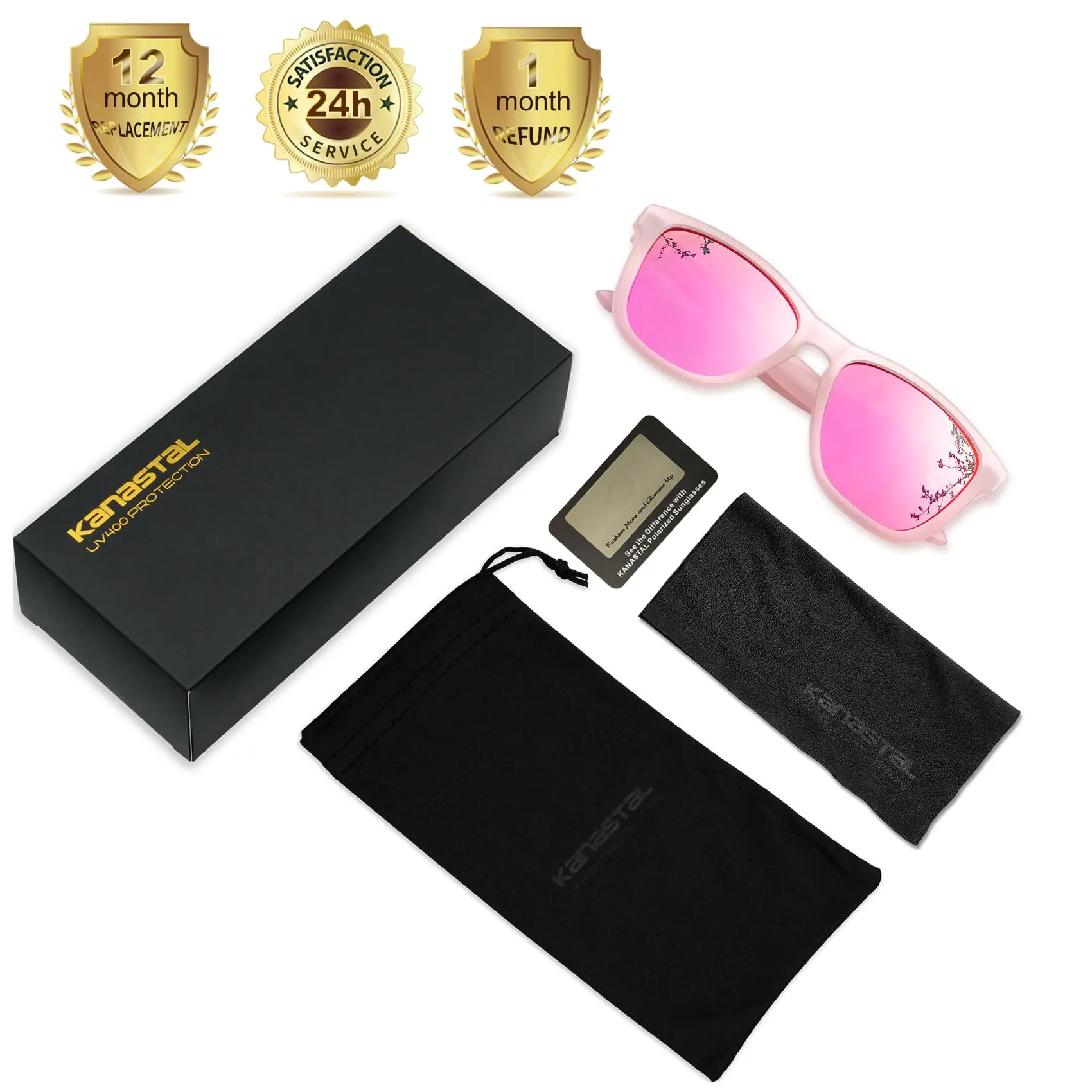 KANASTAL Occhiali da Sole Polarizzati UV400 Specchio Rosa Unisex - immagine 7