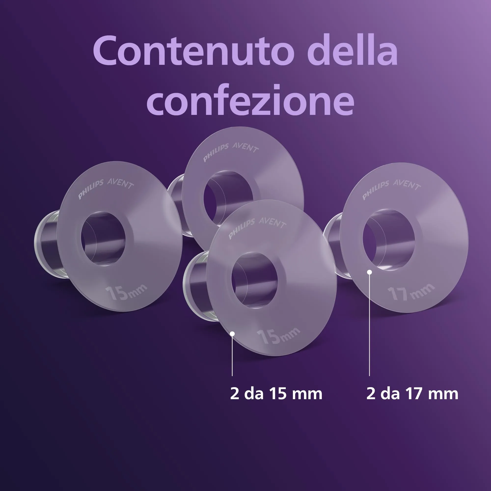 Philips Avent Inserti per Tiralatte Elettrico Indossabile 15 mm e 17 mm, SCF554/11 - immagine 2