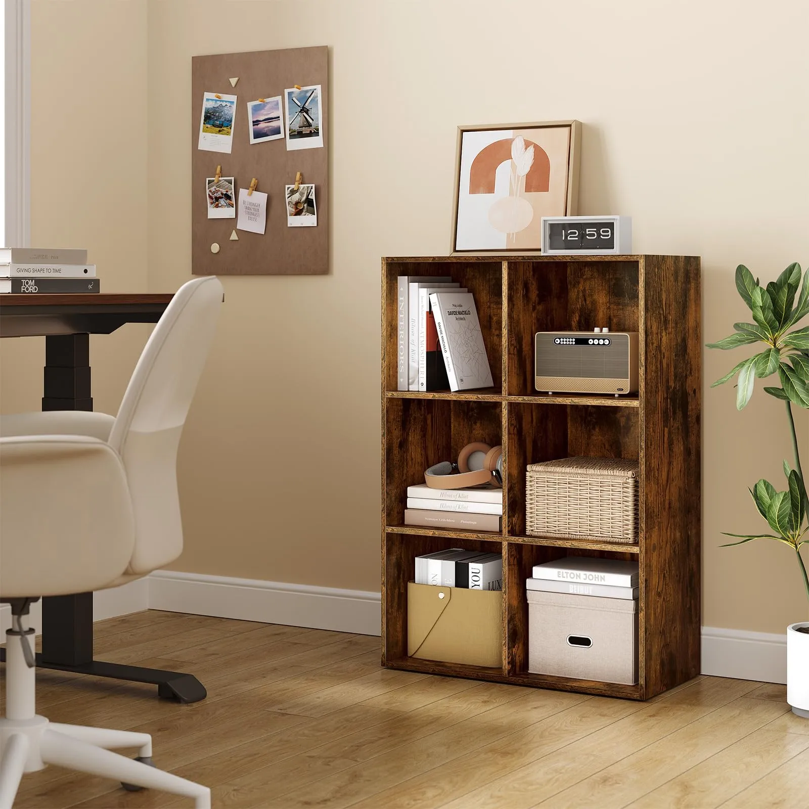 WOLTU Libreria con 6 Cubi, Scaffale Verticale, Marrone Rustico - immagine 3