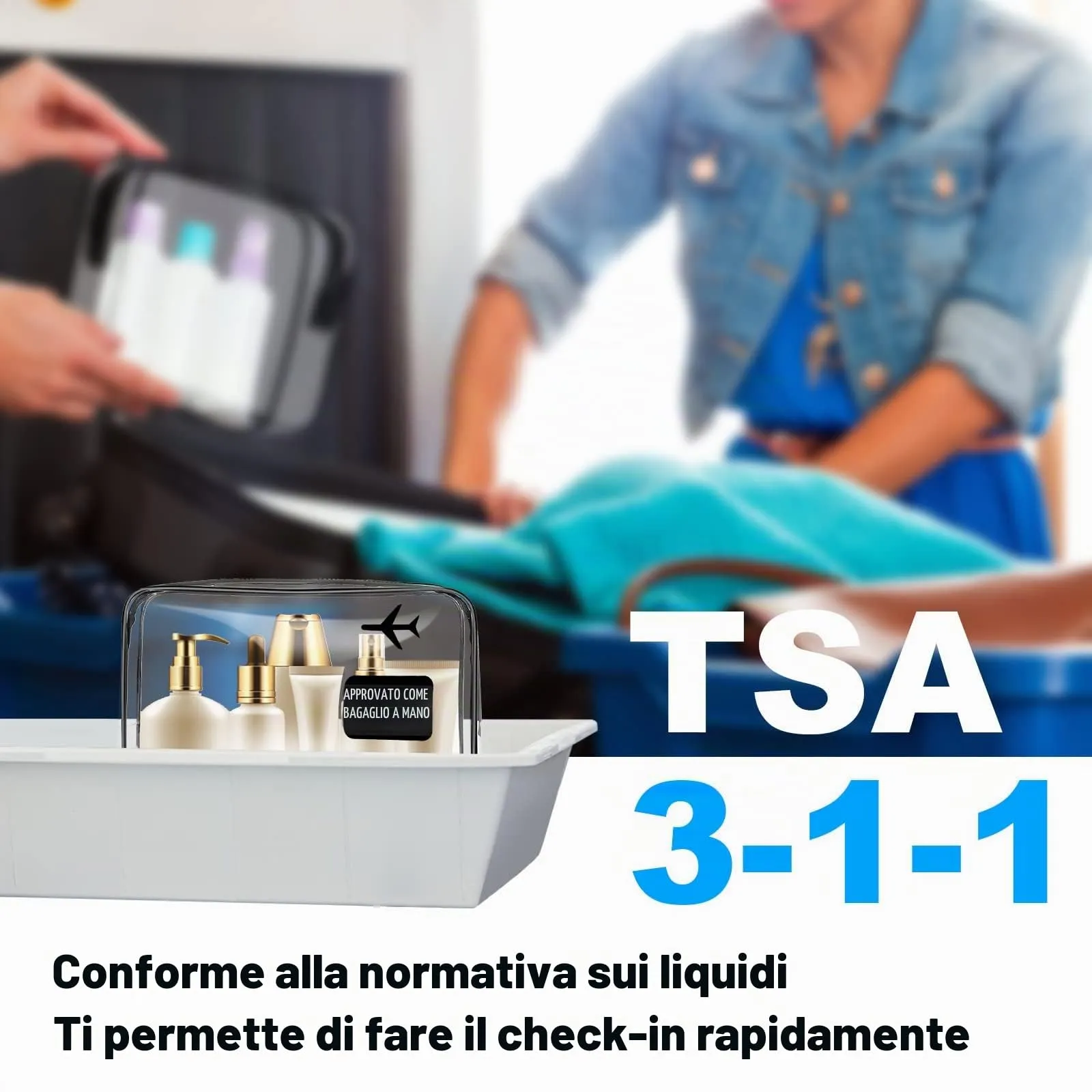 Aucuu Beauty Case Trasparente, Set 3 Borse da Toilette, Nero - immagine 7