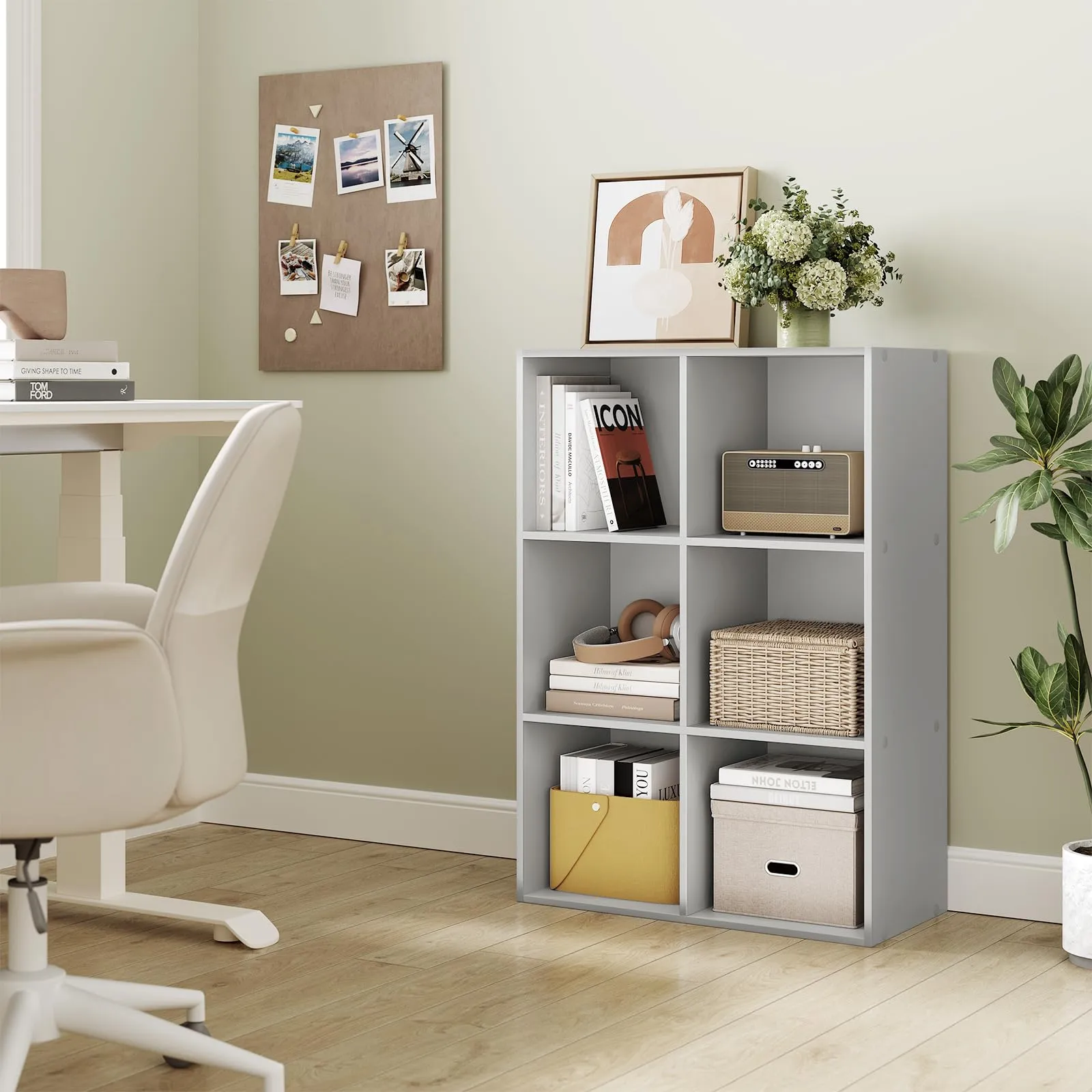 WOLTU Libreria con 6 Cubi, Scaffale Verticale, Grigio - immagine 4