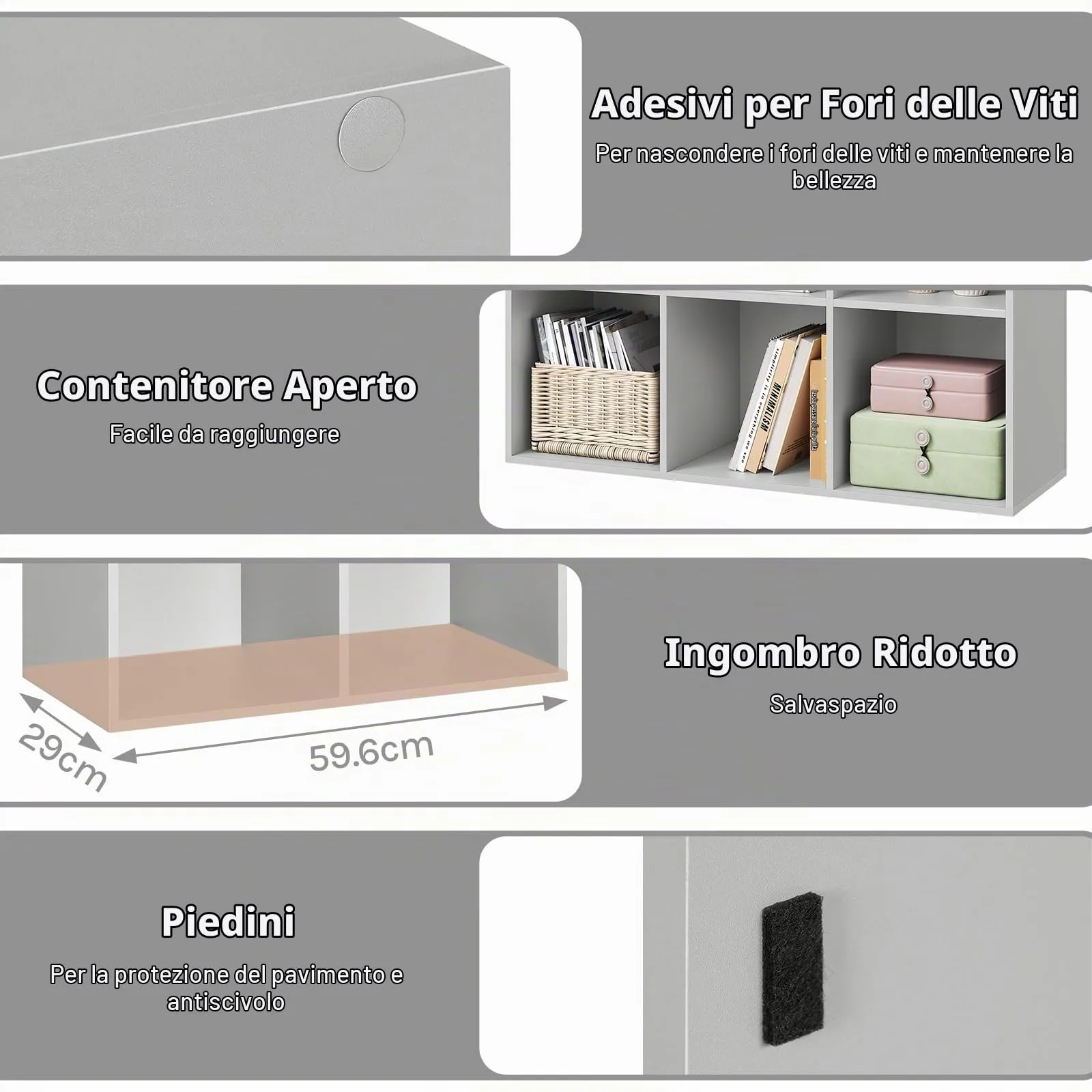 WOLTU Libreria con 6 Cubi, Scaffale Verticale, Grigio - immagine 6