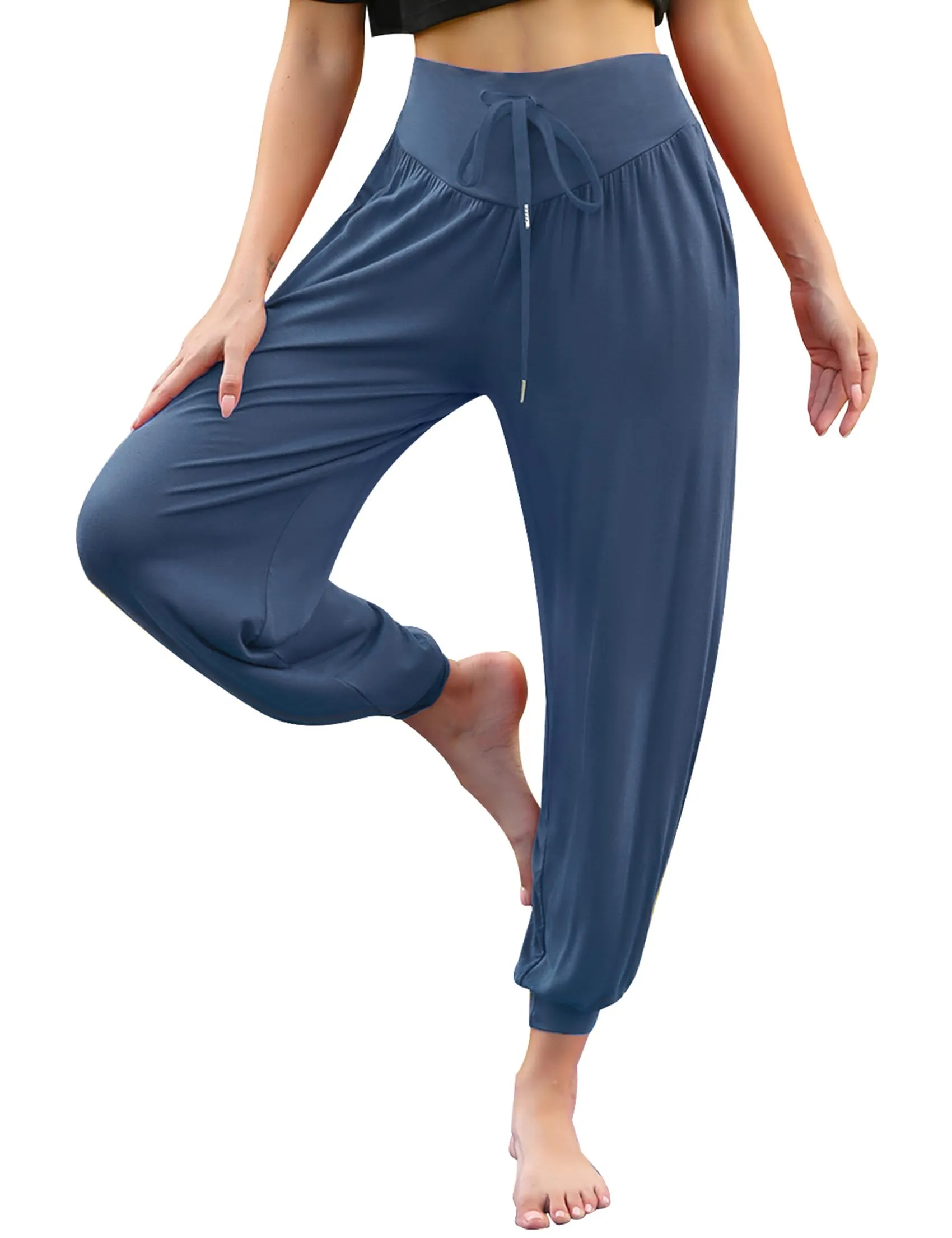 Terecey Pantaloni Yoga Donna Harem Vita Alta con Tasche e Coulisse Gamba Larga - immagine 1