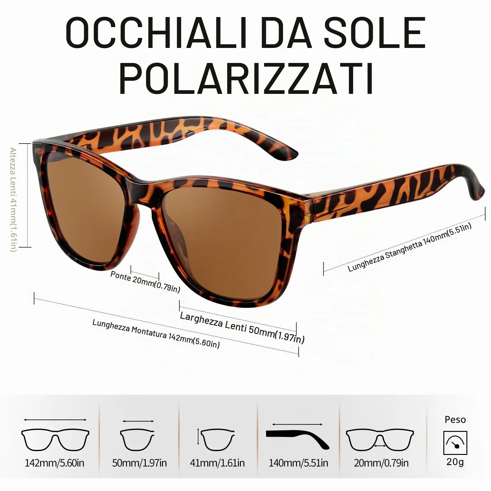 KANASTAL Occhiali da Sole Polarizzati UV400 Marroni Tartarugati per Uomo e Donna - immagine 6
