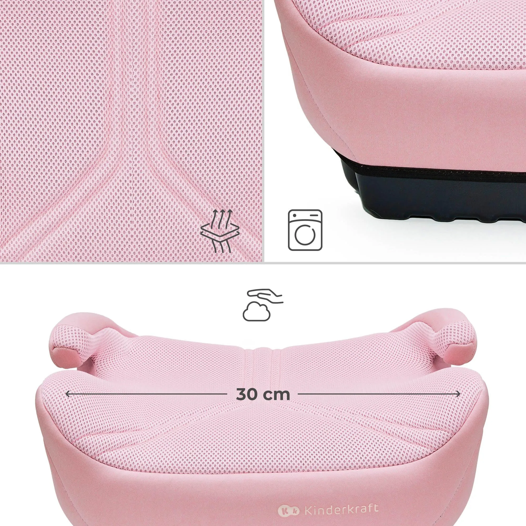 Kinderkraft I-BOOST 2 PRO Seggiolino per Bambini 125-150 cm 6-12 anni ISOFIX, Rosa - immagine 3