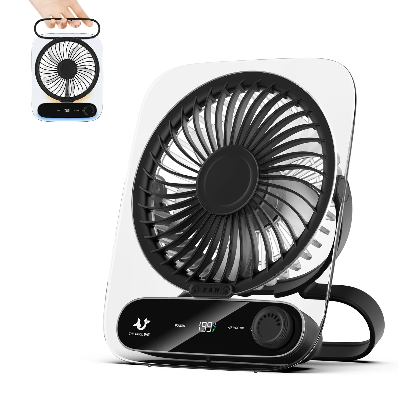 Simpeak Ventilatore da Tavolo USB Portatile, 199 Velocità, Batteria 3000mAh, Nero - immagine 1