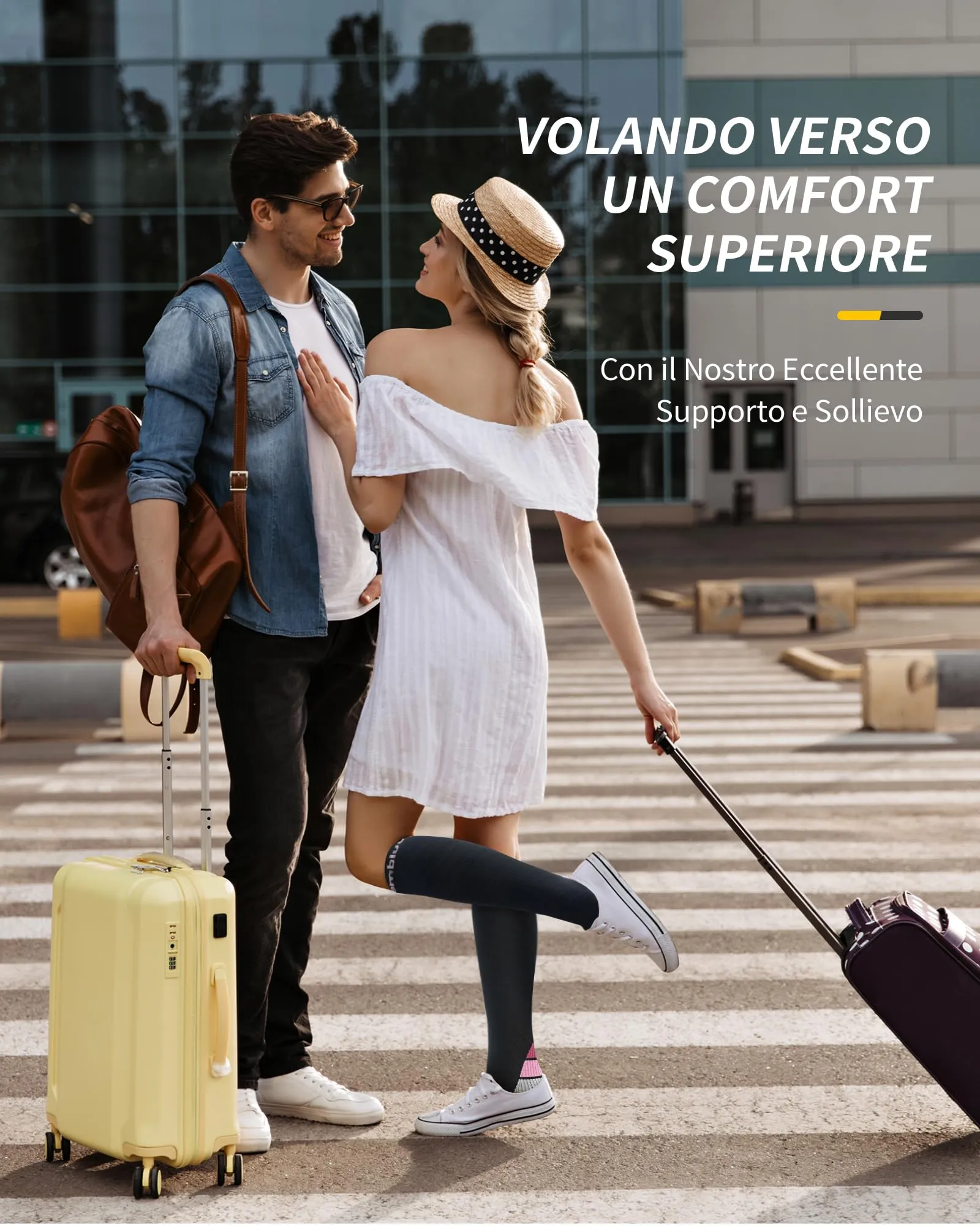 CAMBIVO Calze Compressione Graduata 20-30 mmHg, 2 Paia, Antiscivolo per Sport, Corsa e Recupero, Grazia Rosa, S-M - immagine 5