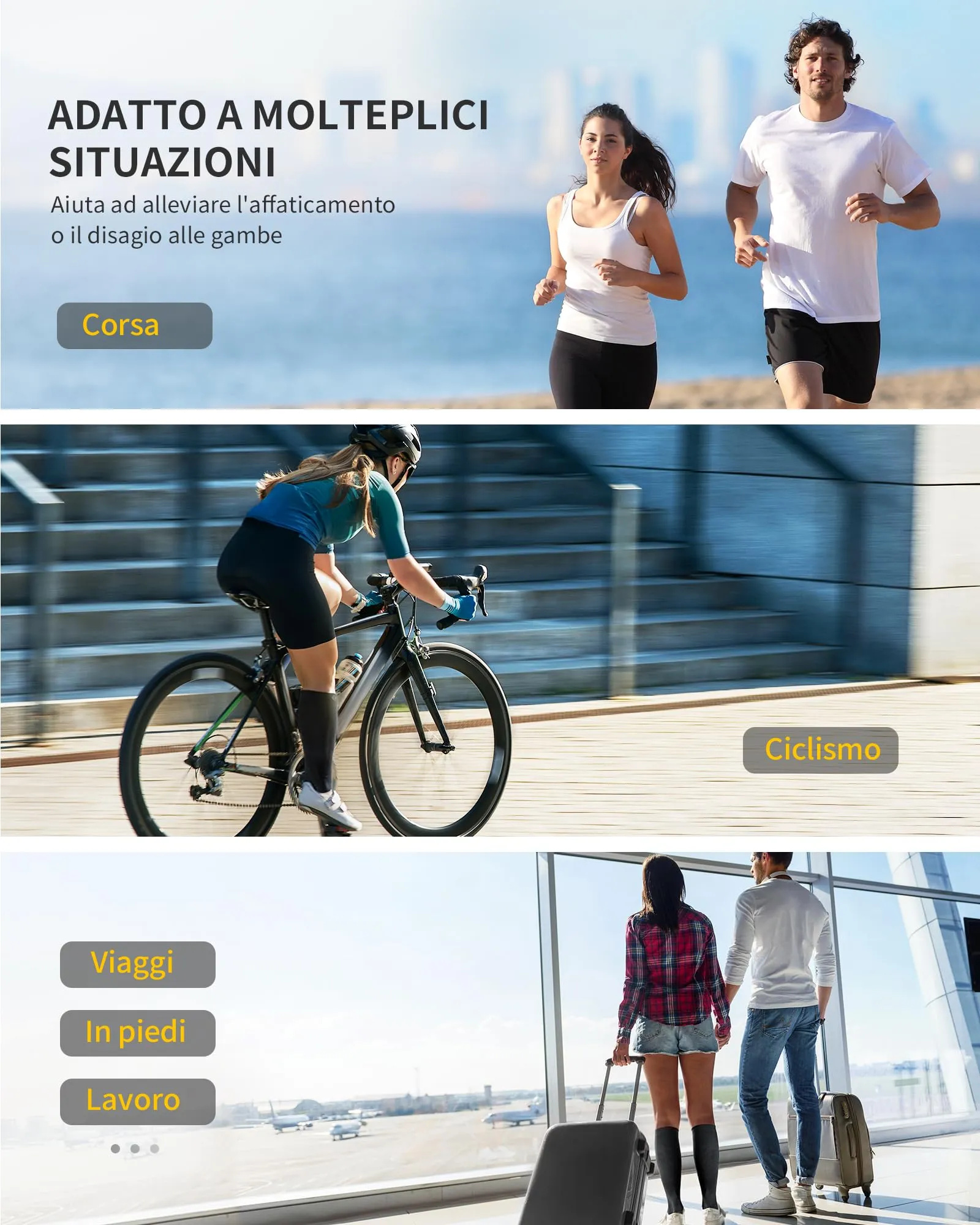 CAMBIVO Calze Compressione Graduata 20-30 mmHg, 2 Paia, Antiscivolo per Sport, Corsa e Recupero, Grazia Rosa, S-M - immagine 6