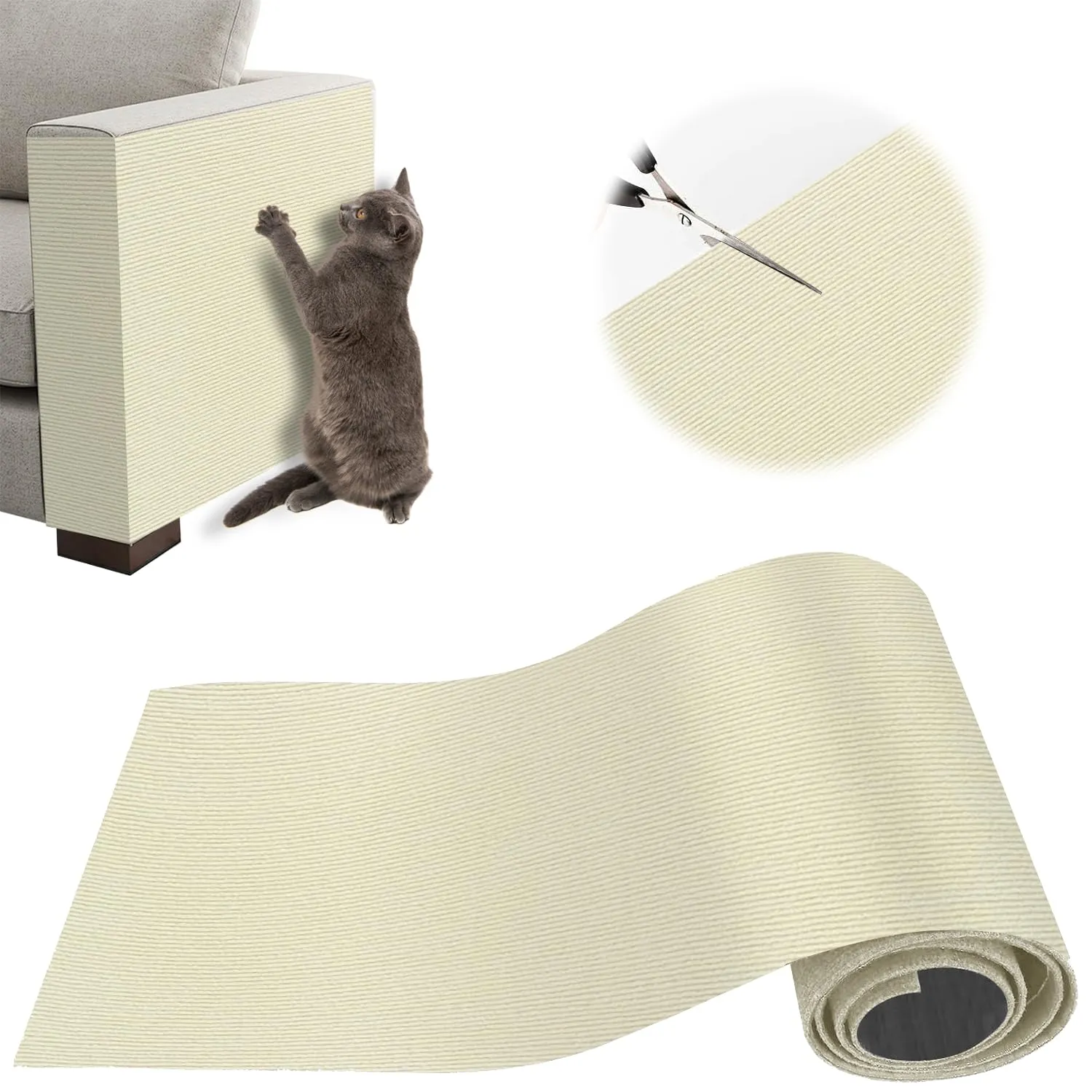 ZenithyrEn Tappeto Tiragraffi Autoadesivo Tagliabile per Mobili, 30x100cm, Beige - immagine 1
