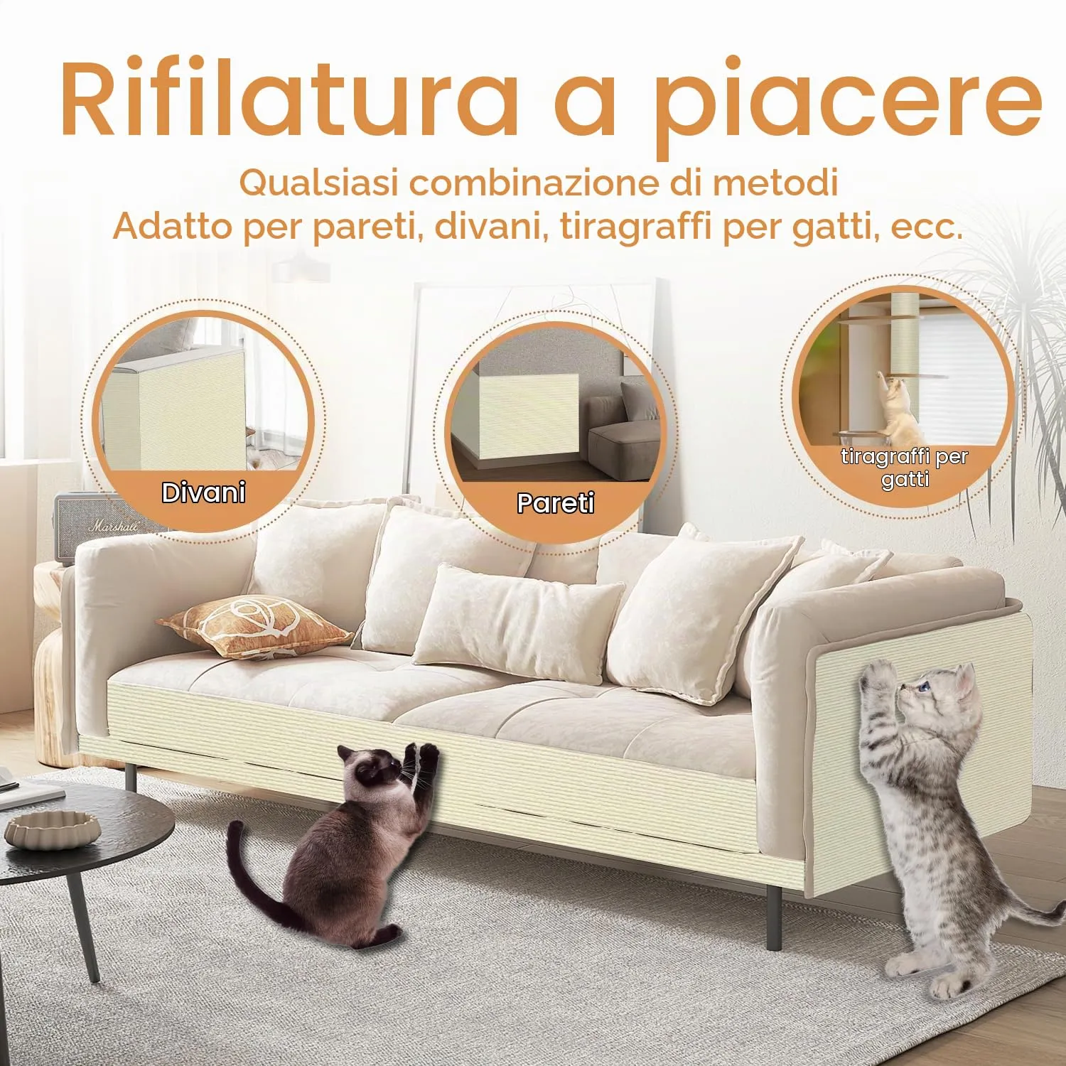 ZenithyrEn Tappeto Tiragraffi Autoadesivo Tagliabile per Mobili, 30x100cm, Beige - immagine 4