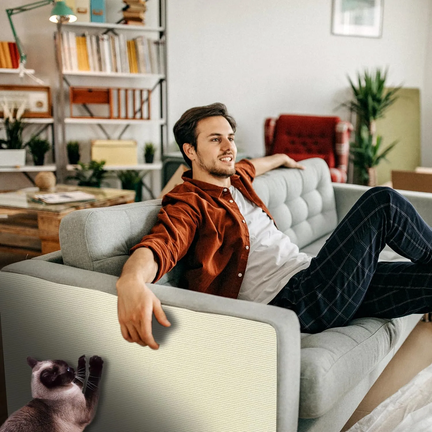 ZenithyrEn Tappeto Tiragraffi Autoadesivo Tagliabile per Mobili, 30x100cm, Beige - immagine 7