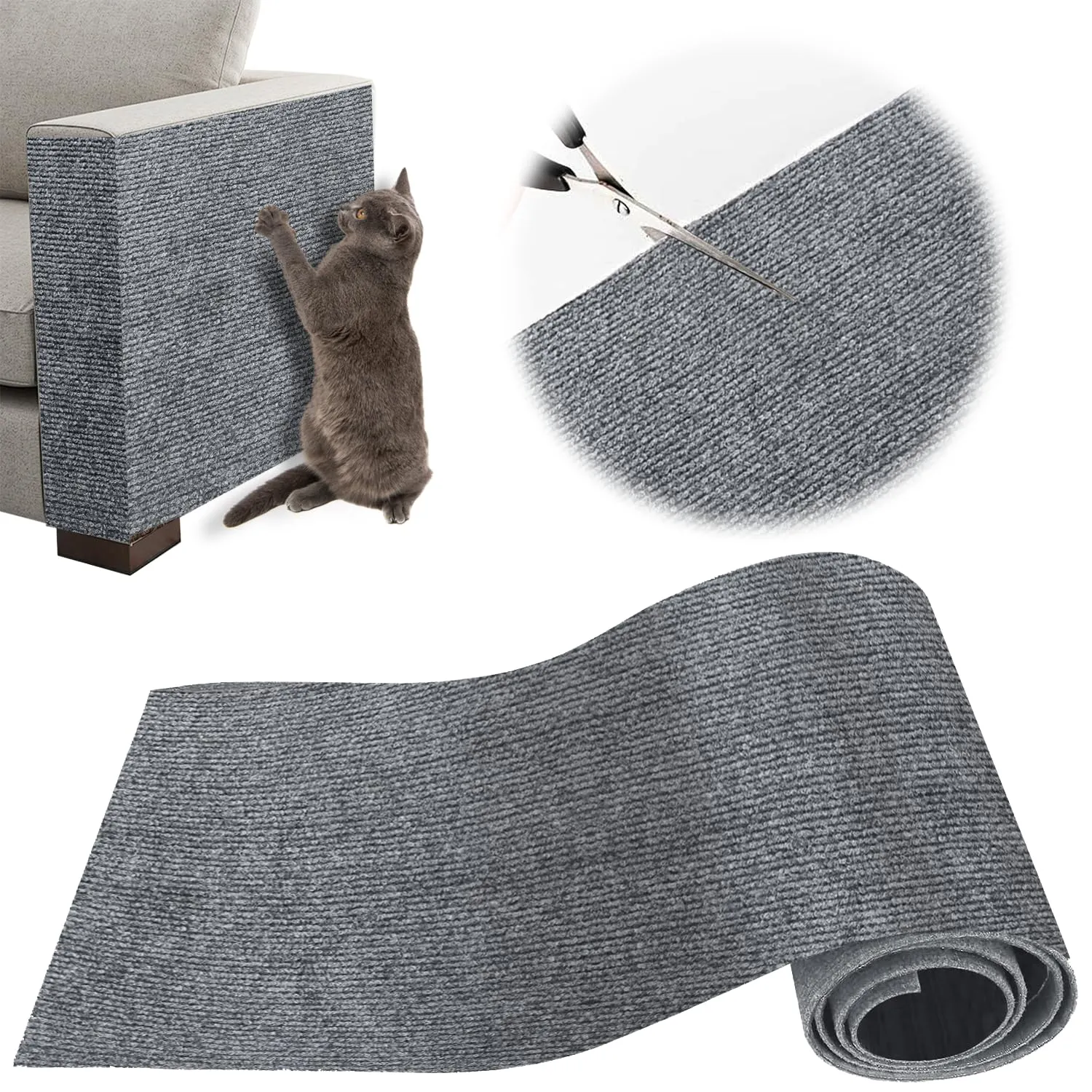 ZenithyrEn Tappeto Tiragraffi Autoadesivo Tagliabile per Mobili, 30x100cm, Grigio Chiaro - immagine 1