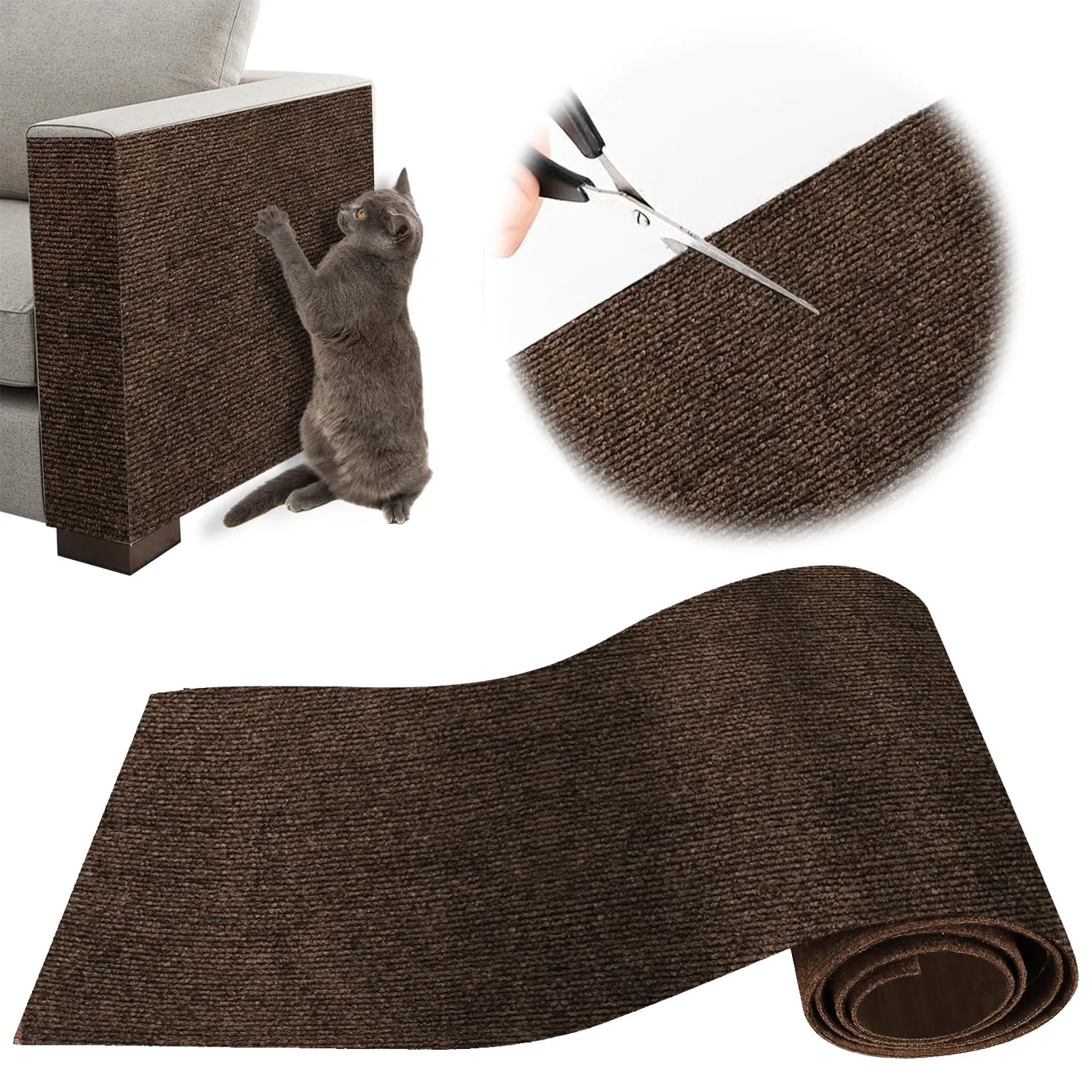 ZenithyrEn Tappeto Tiragraffi Autoadesivo Tagliabile per Mobili, 30x100cm, Marrone - immagine 1