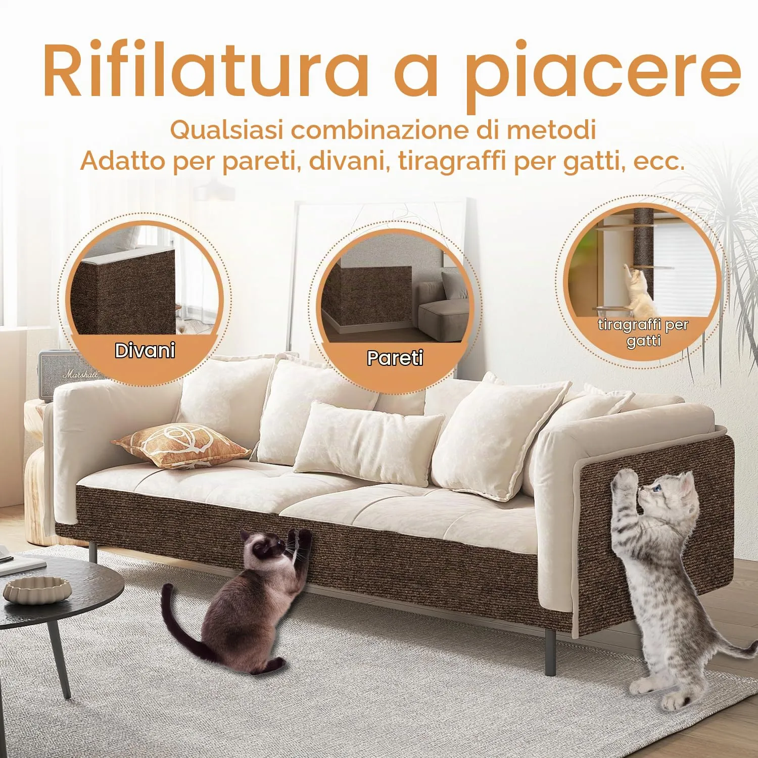 ZenithyrEn Tappeto Tiragraffi Autoadesivo Tagliabile per Mobili, 30x100cm, Marrone - immagine 4