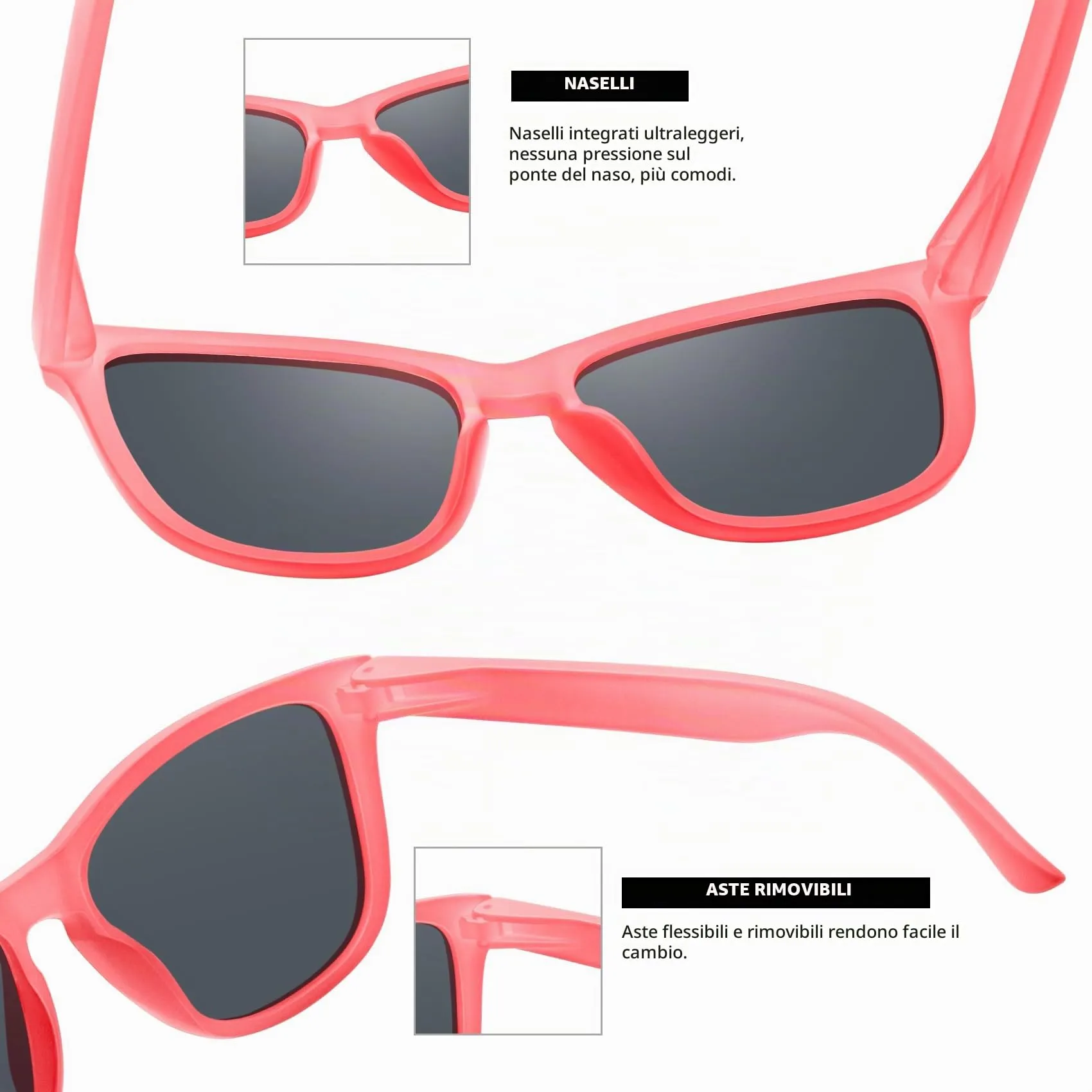 KANASTAL Occhiali da Sole Polarizzati UV400 Rosa Specchio per Donna e Uomo - immagine 3