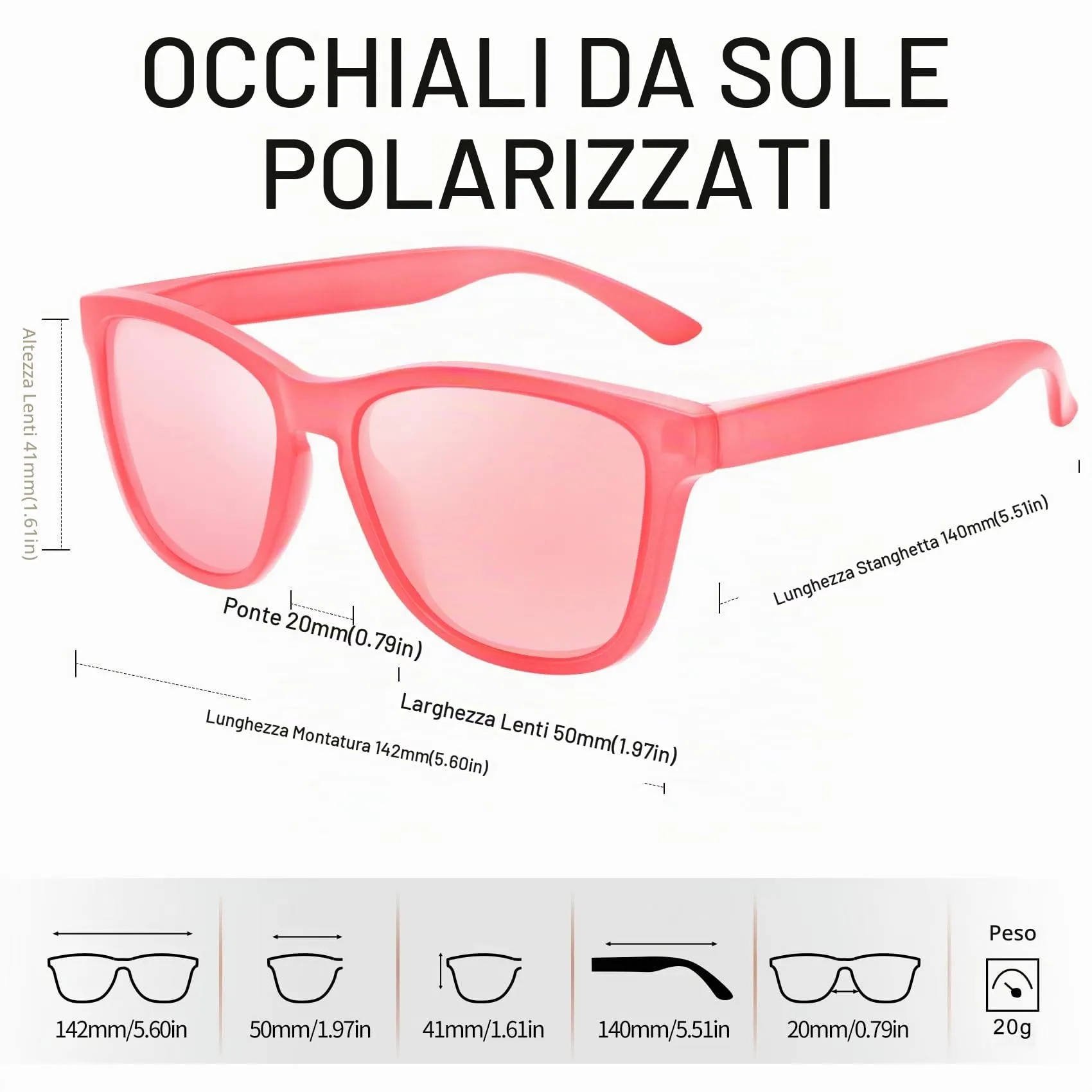 KANASTAL Occhiali da Sole Polarizzati UV400 Rosa Specchio per Donna e Uomo - immagine 5
