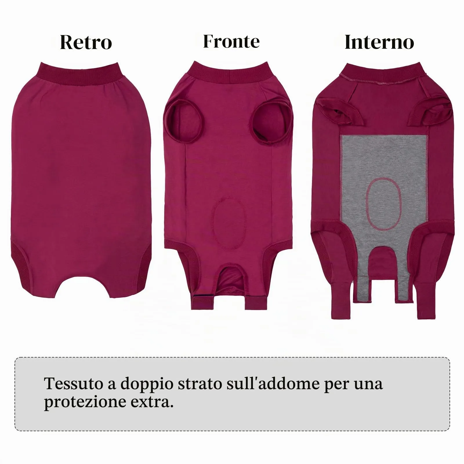 Cyponpy Body Post Operatorio per Cani Maschio e Femmina, Tuta di Recupero per Sterilizzazione e Fascia Addominale, Taglia XS, Rosso - immagine 6