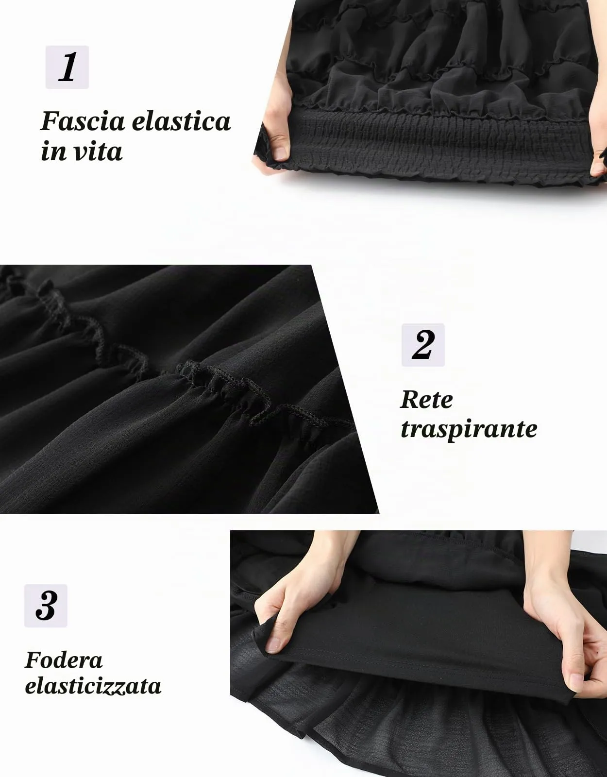 Adigaber Donna Mini Gonna Vita Alta Tinta Unita con Pantaloncini - immagine 6