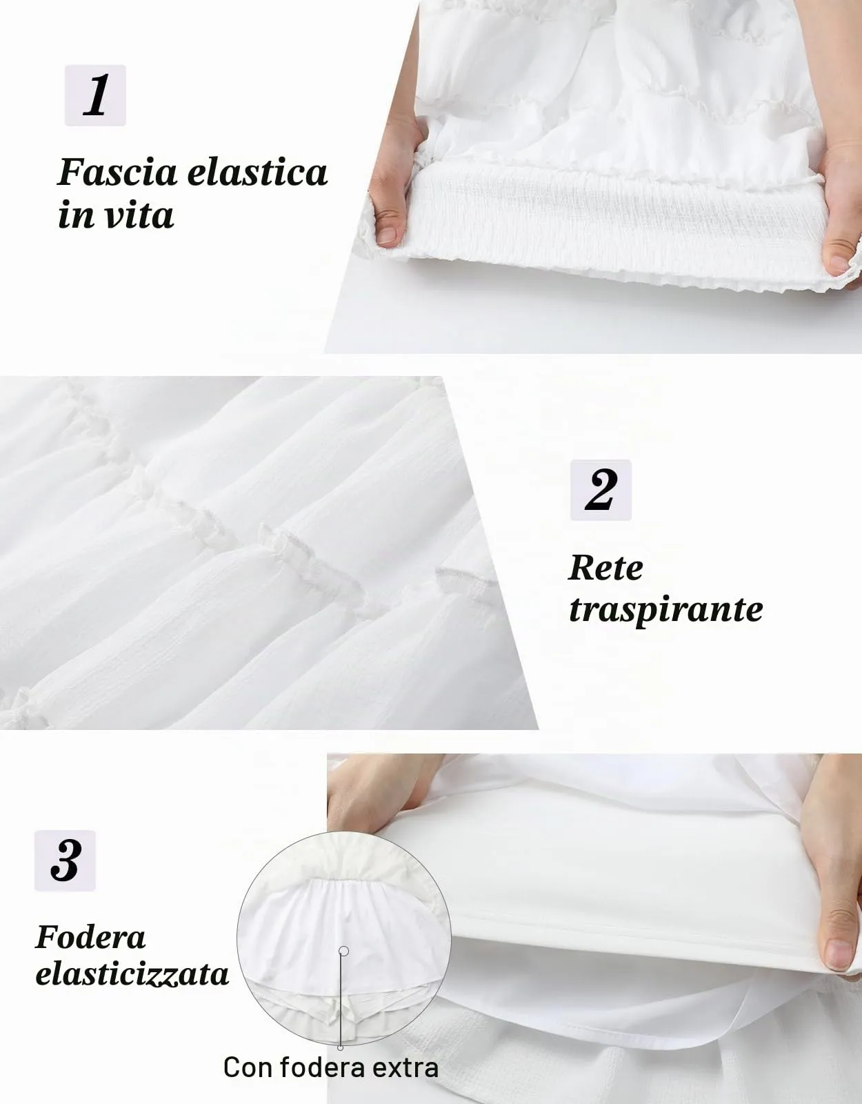 Adigaber Donna Mini Gonna Vita Alta Tinta Unita con Pantaloncini - immagine 6